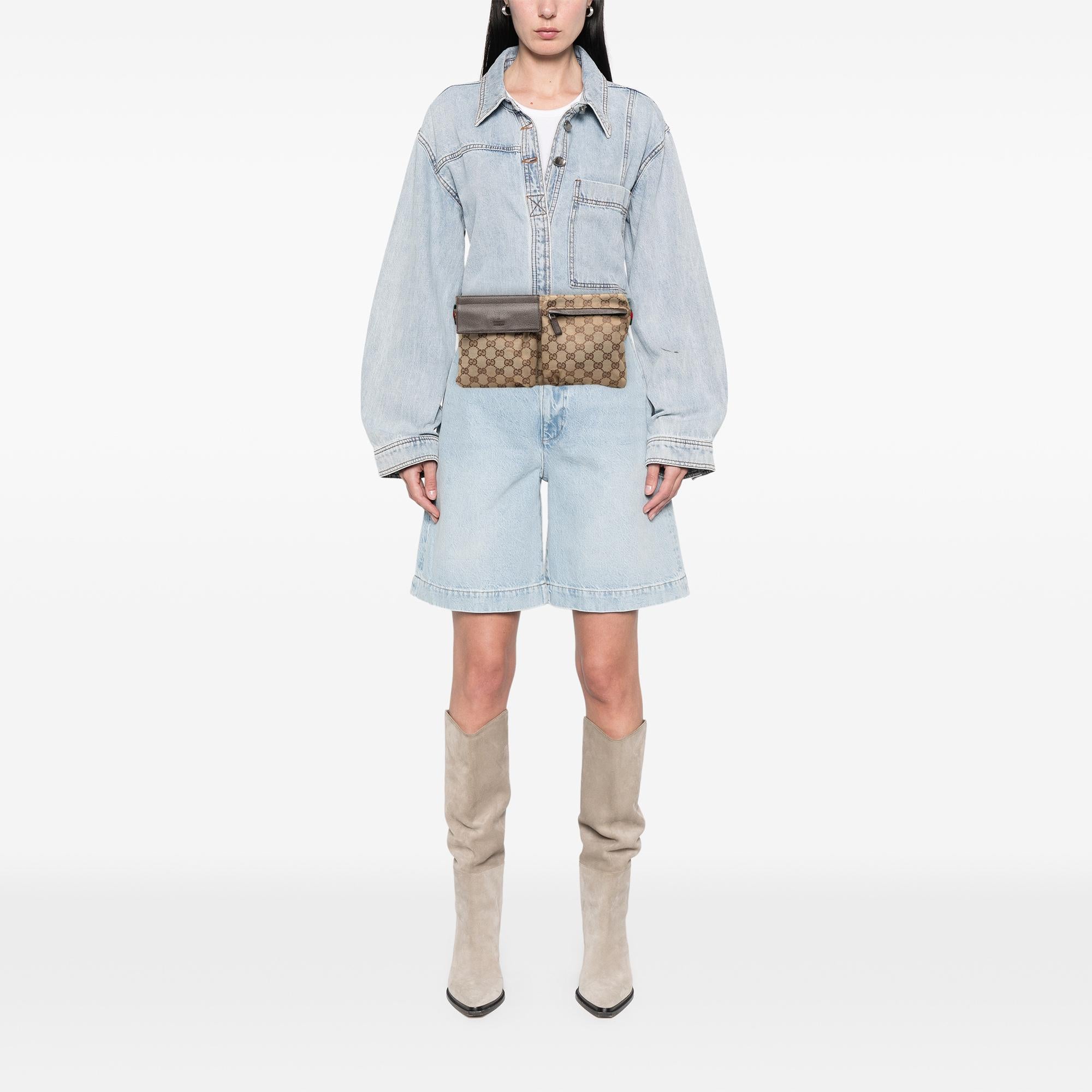 Gucci GG Canvas Web Double Pocket Belt Bag