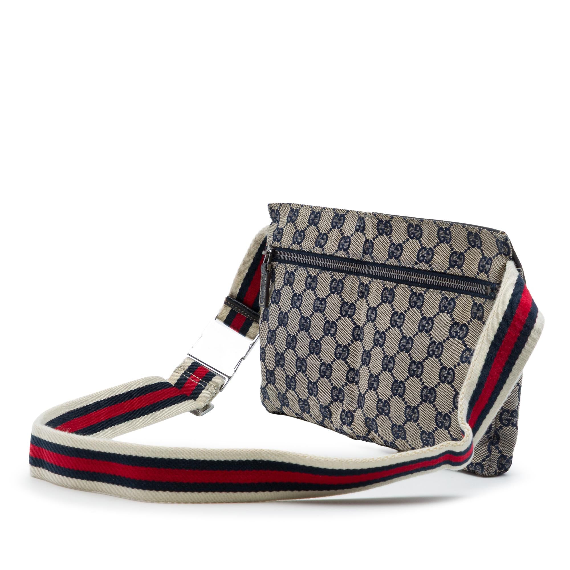 Gucci GG Canvas Web Double Pocket Belt Bag