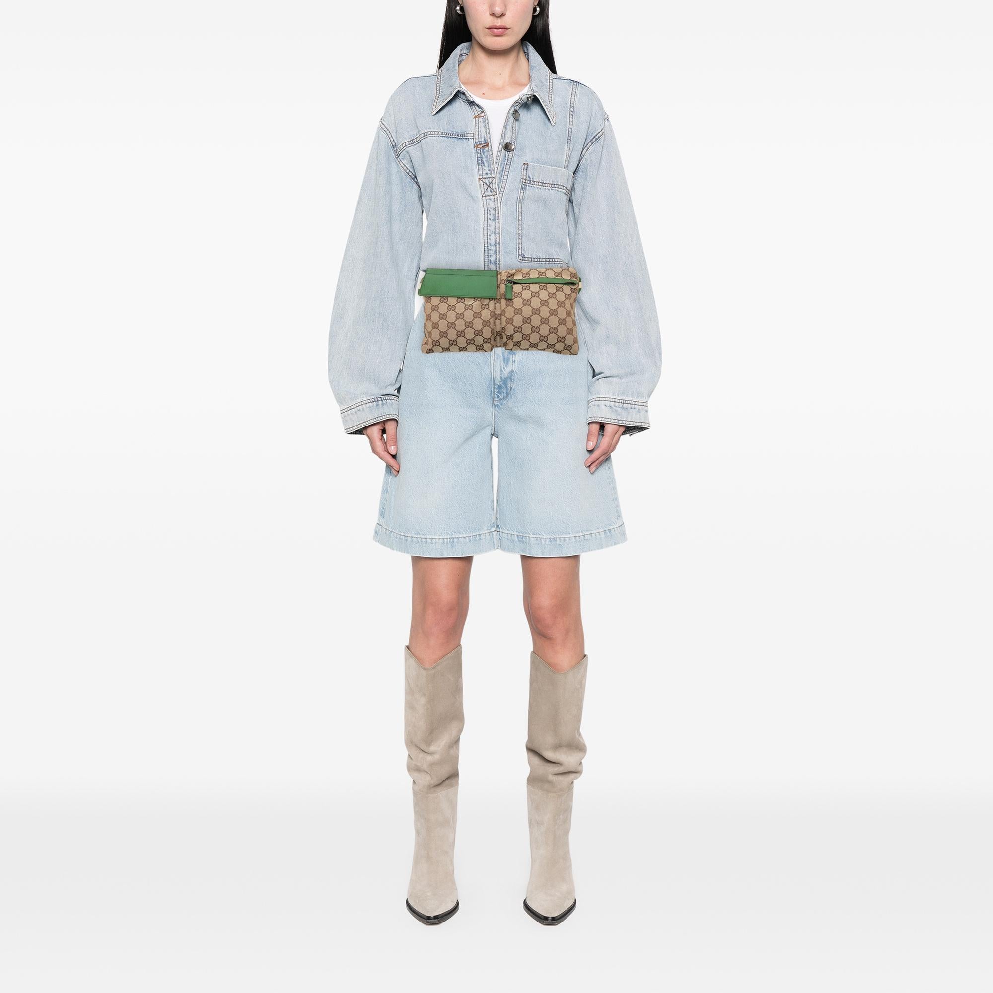 Gucci GG Canvas Web Double Pocket Belt Bag