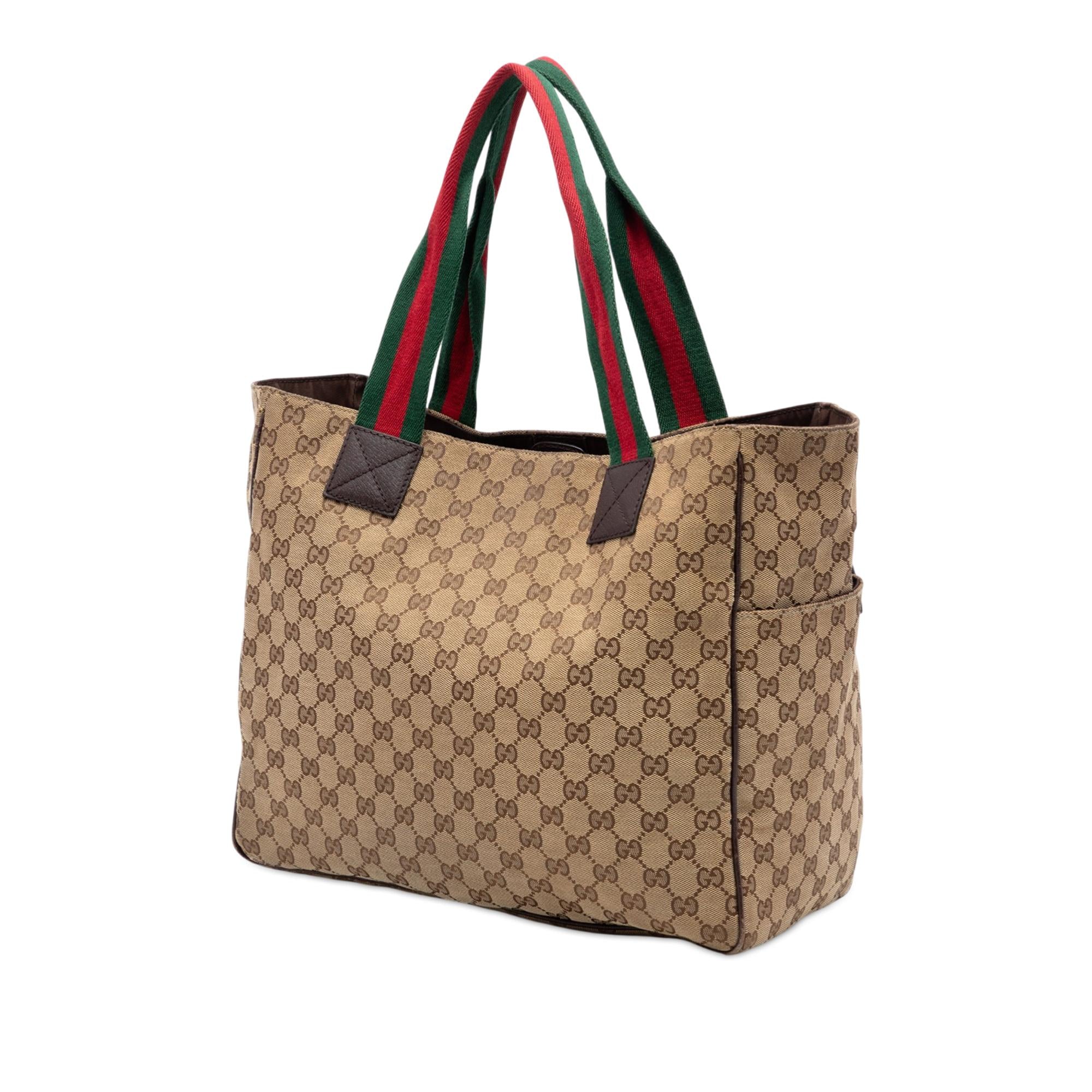 Gucci GG Canvas Web Double Pockets Tote