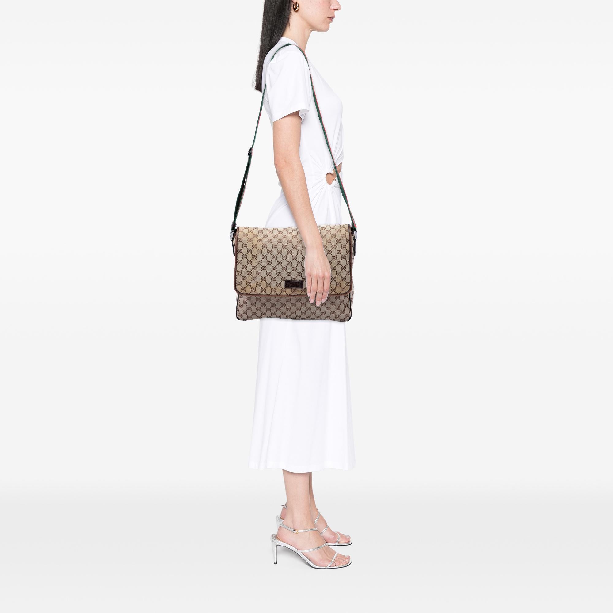 Gucci GG Canvas Web Flap Messenger Bag