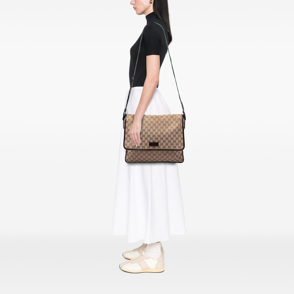 Gucci GG Canvas Web Flap Messenger Bag