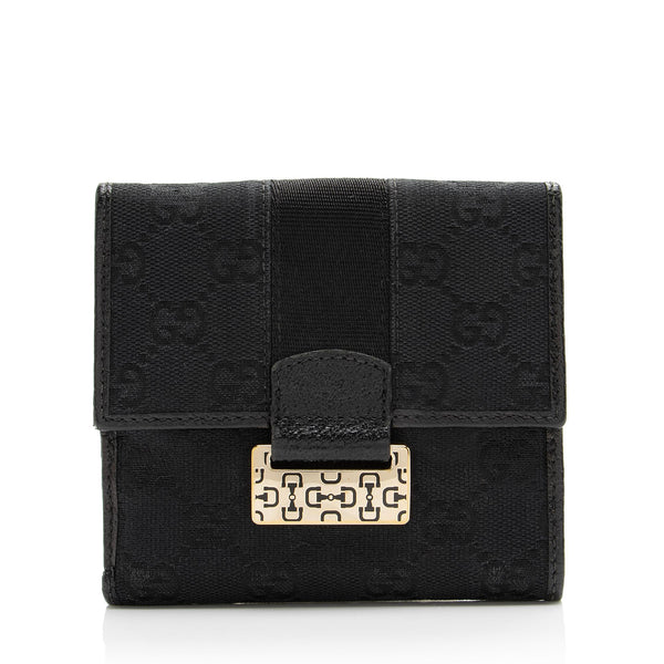 Gucci GG Canvas Web French Wallet (SHF-23107)