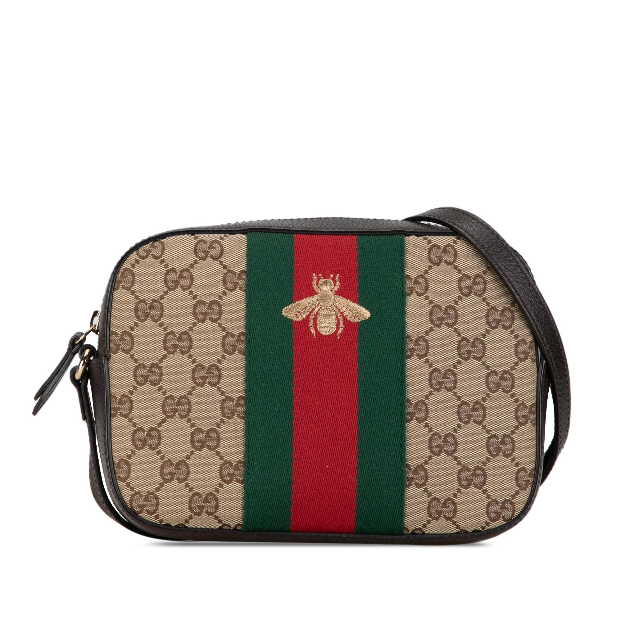 Gucci GG Canvas Webby Bee Crossbody (SHG-5e2Nmh)