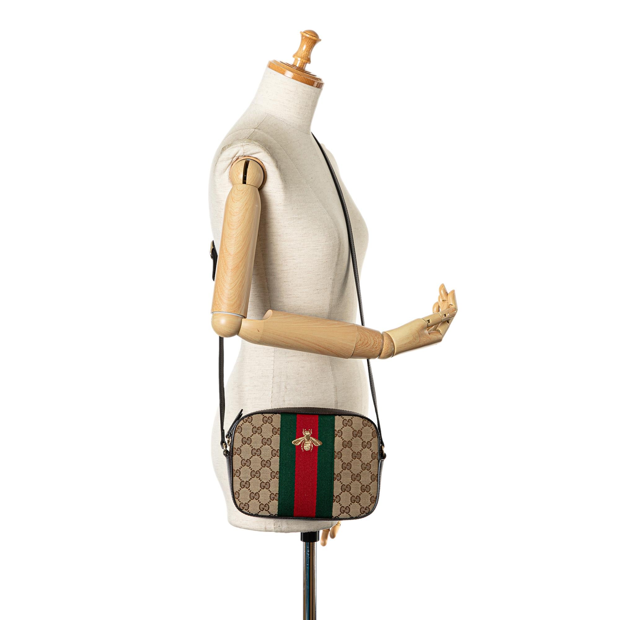 Gucci GG Canvas Webby Bee Crossbody (SHG-5e2Nmh)