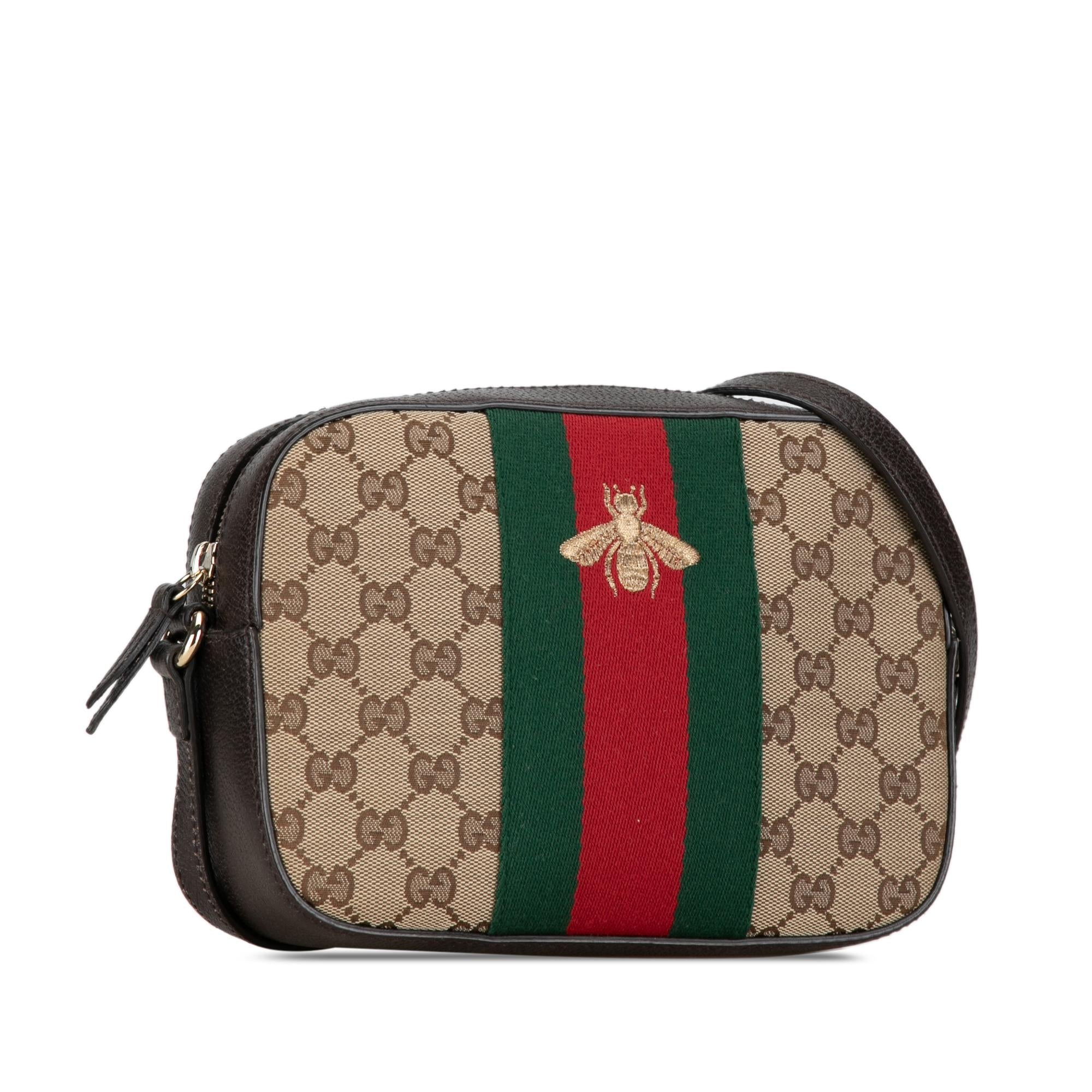 Gucci GG Canvas Webby Bee Crossbody (SHG-5e2Nmh)