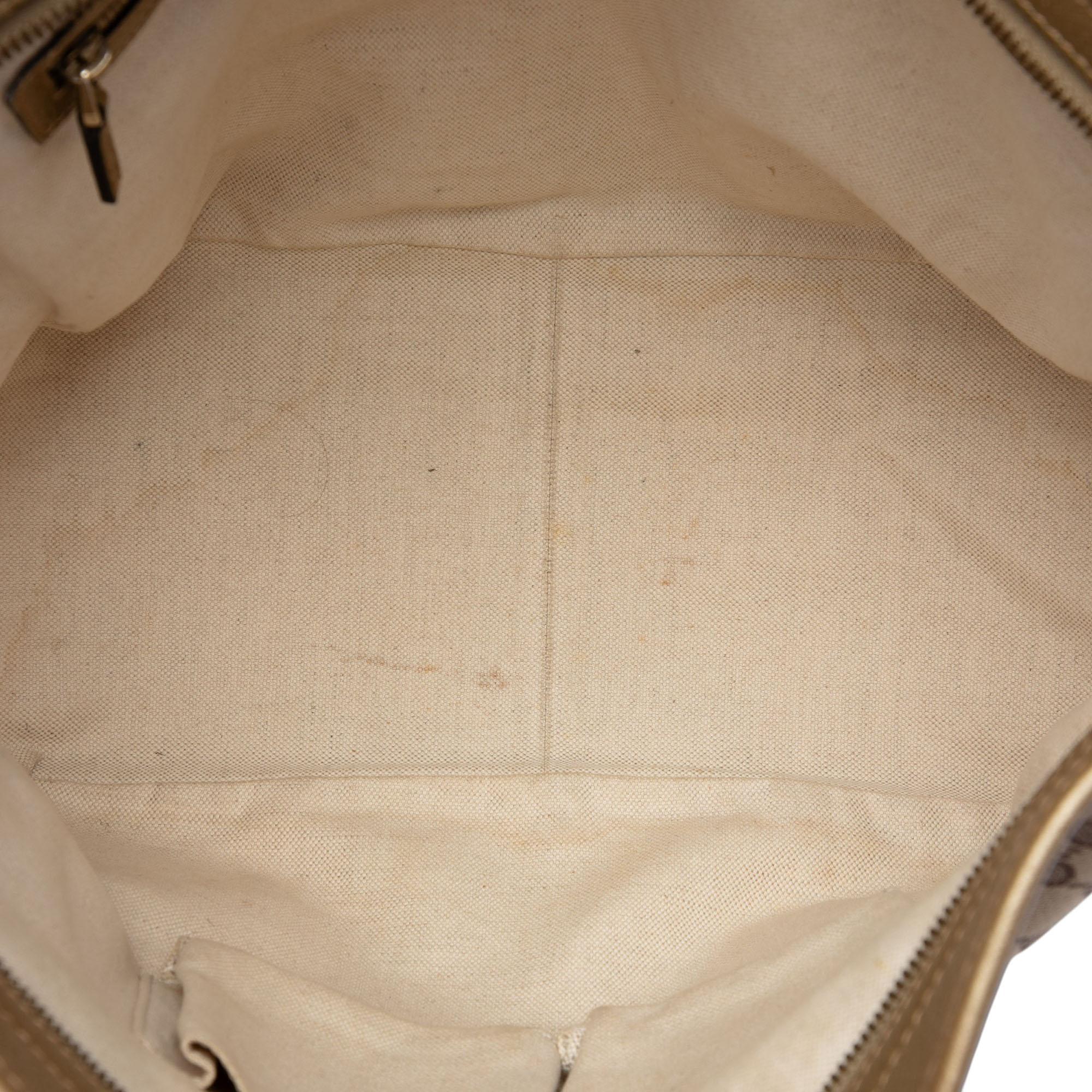 Gucci GG Canvas and Metallic Calfskin Bree Tote
