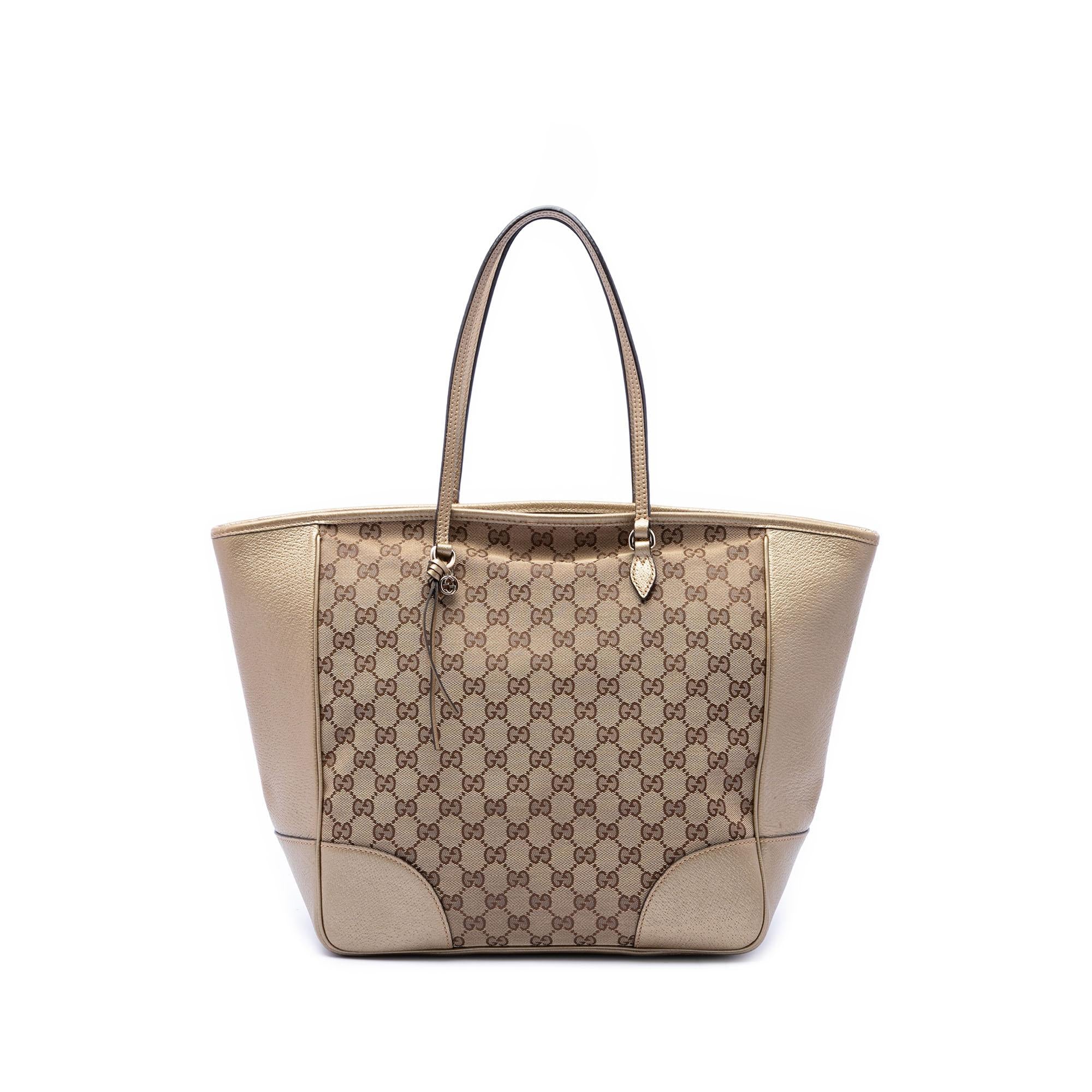 Gucci GG Canvas and Metallic Calfskin Bree Tote