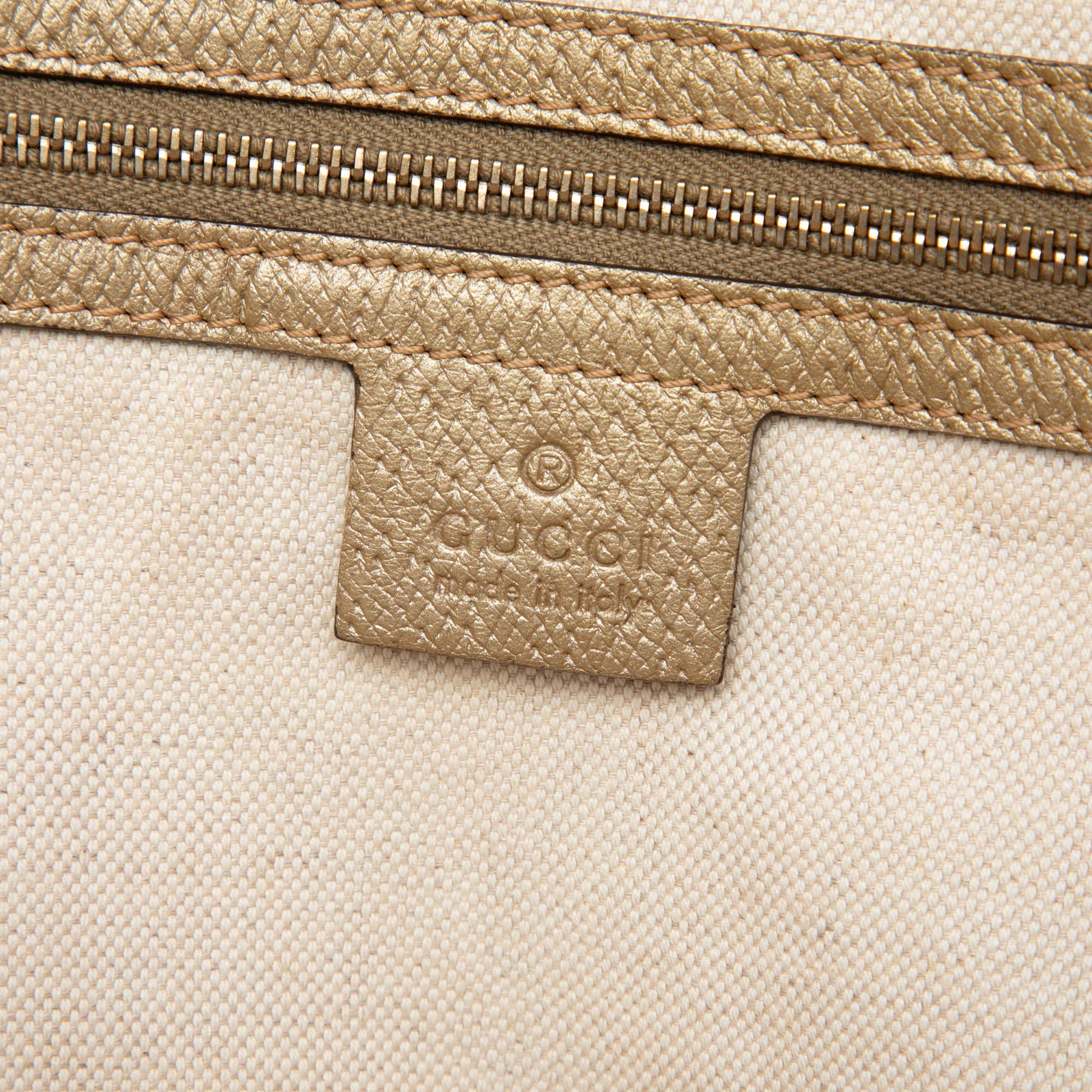 Gucci GG Canvas and Metallic Calfskin Bree Tote