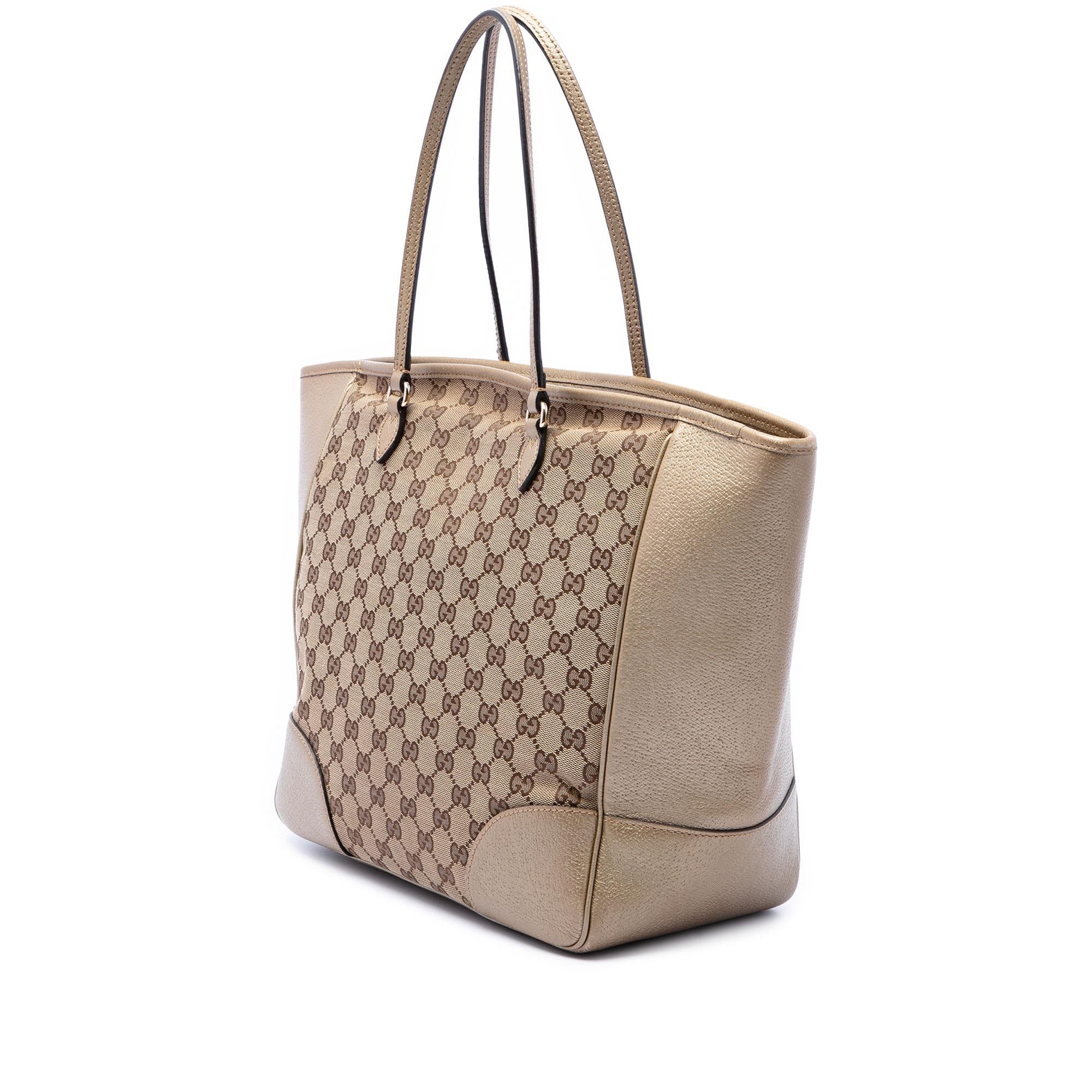 Gucci GG Canvas and Metallic Calfskin Bree Tote