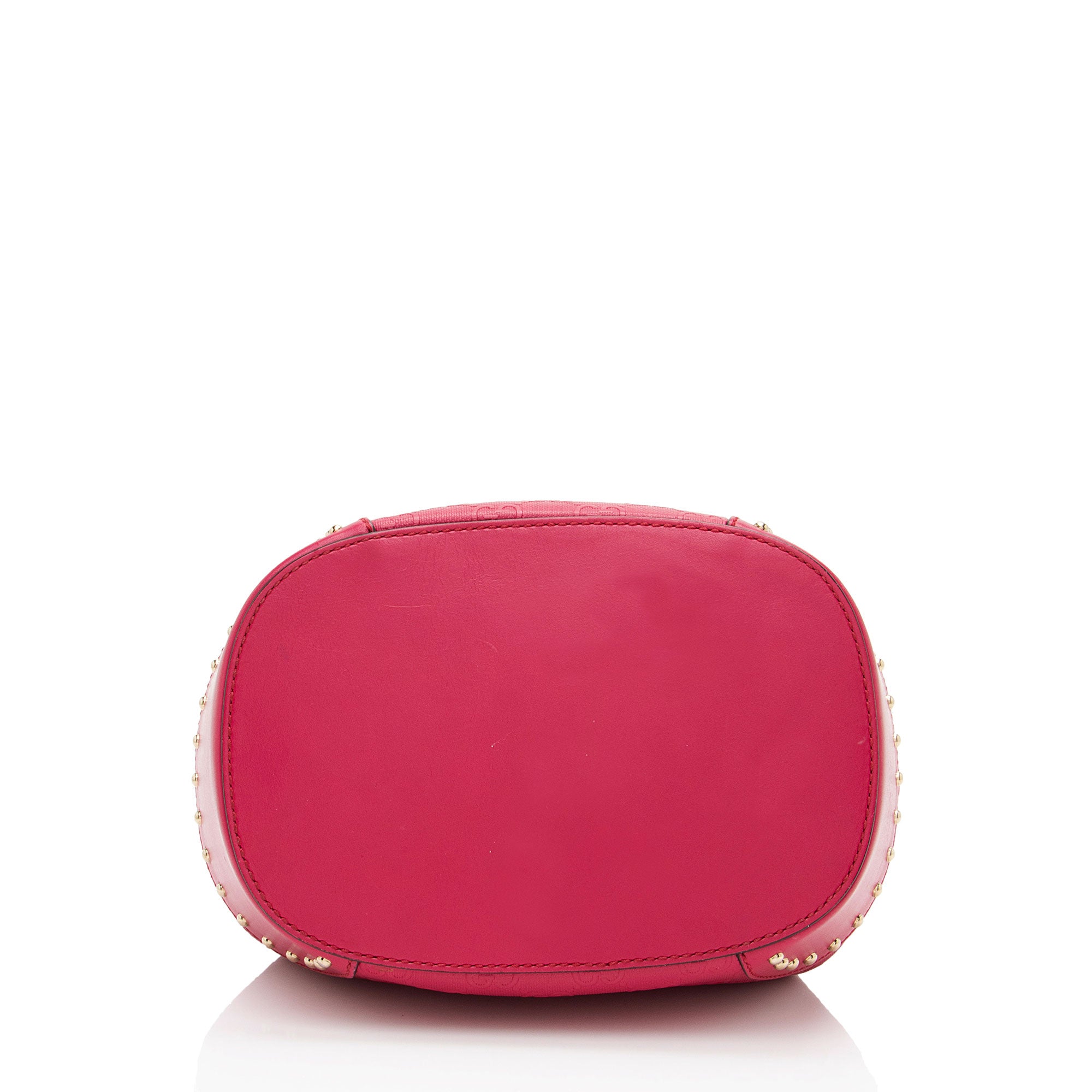 Gucci GG Debossed Leather Studded Bright Bucket Bag