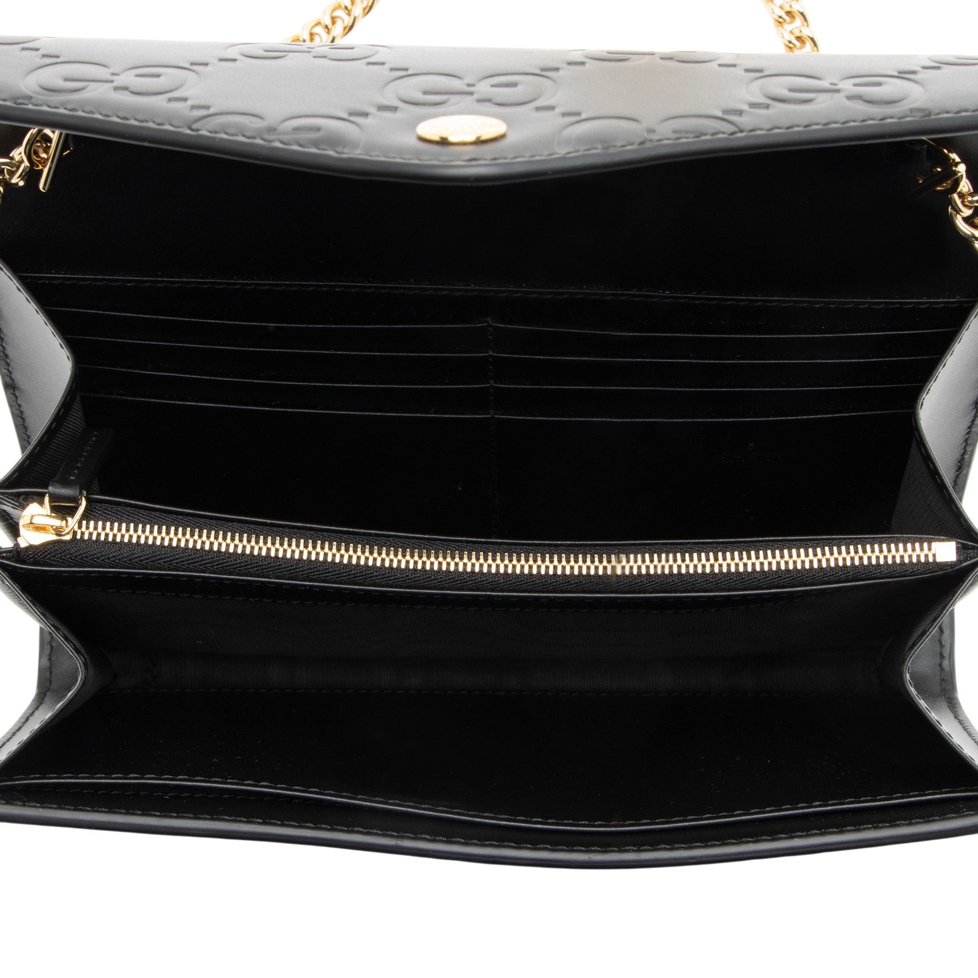 Gucci GG Debossed Leather Chain Wallet