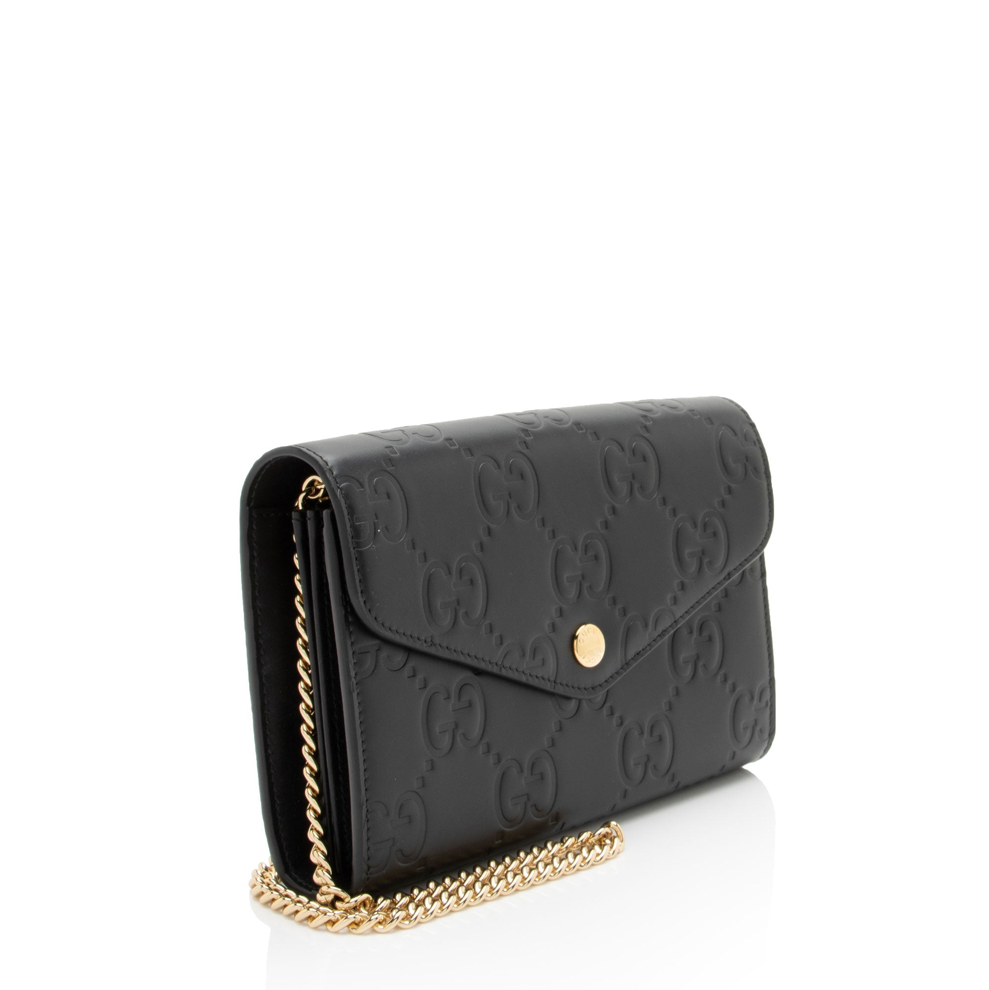 Gucci GG Debossed Leather Chain Wallet