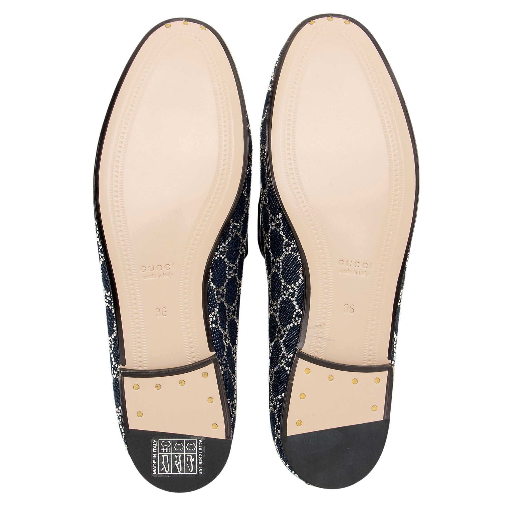Gucci GG Denim Crystal Horsebit Jordaan Loafers - Size 6 / 36