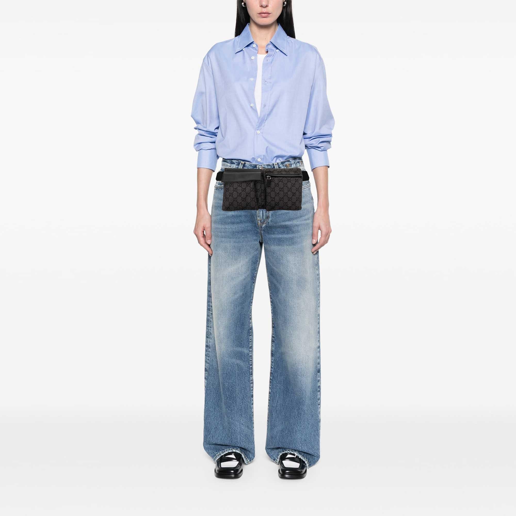 Gucci GG Denim Double Pocket Belt Bag