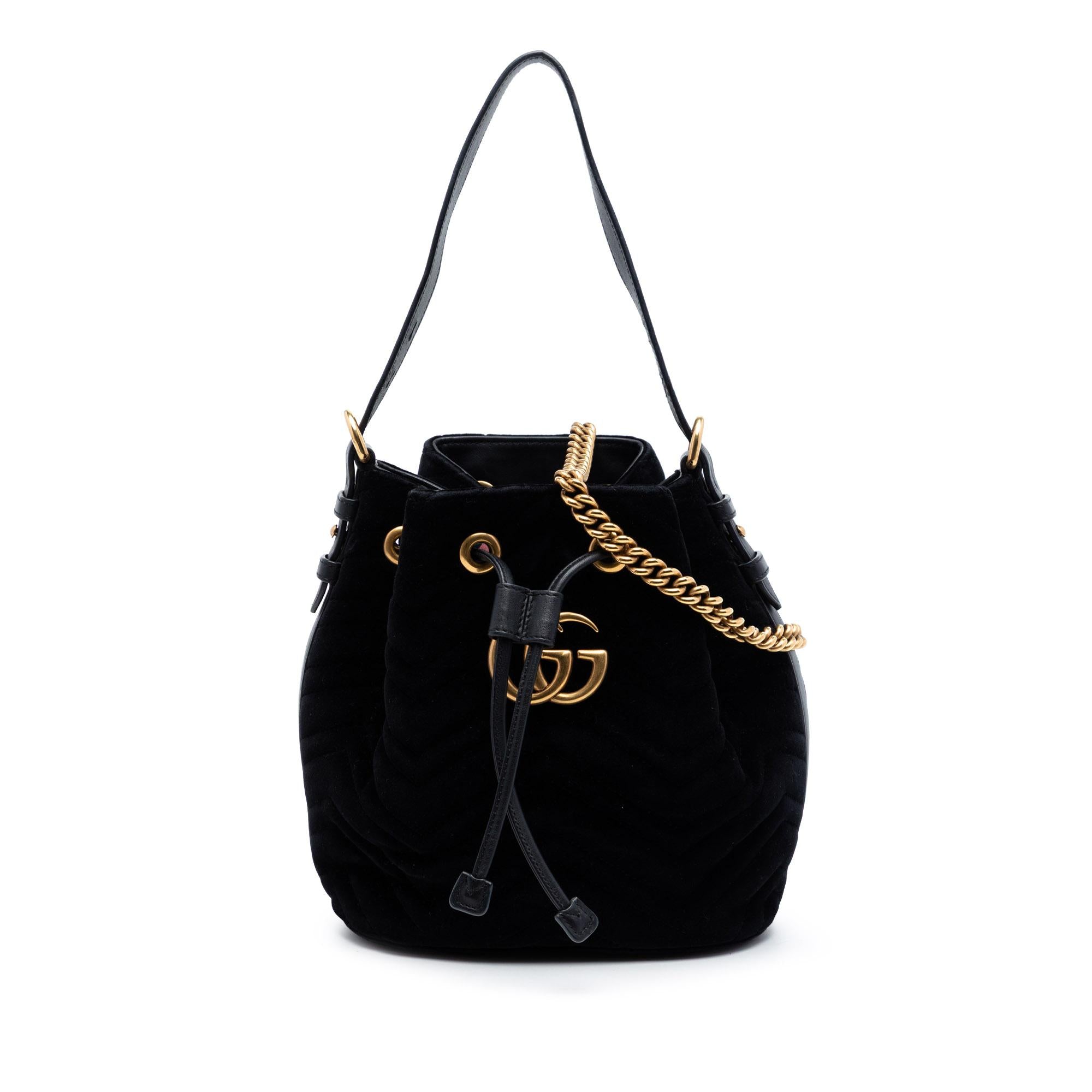 Gucci GG Marmont 2.0 Matelasse Velvet Bucket Bag