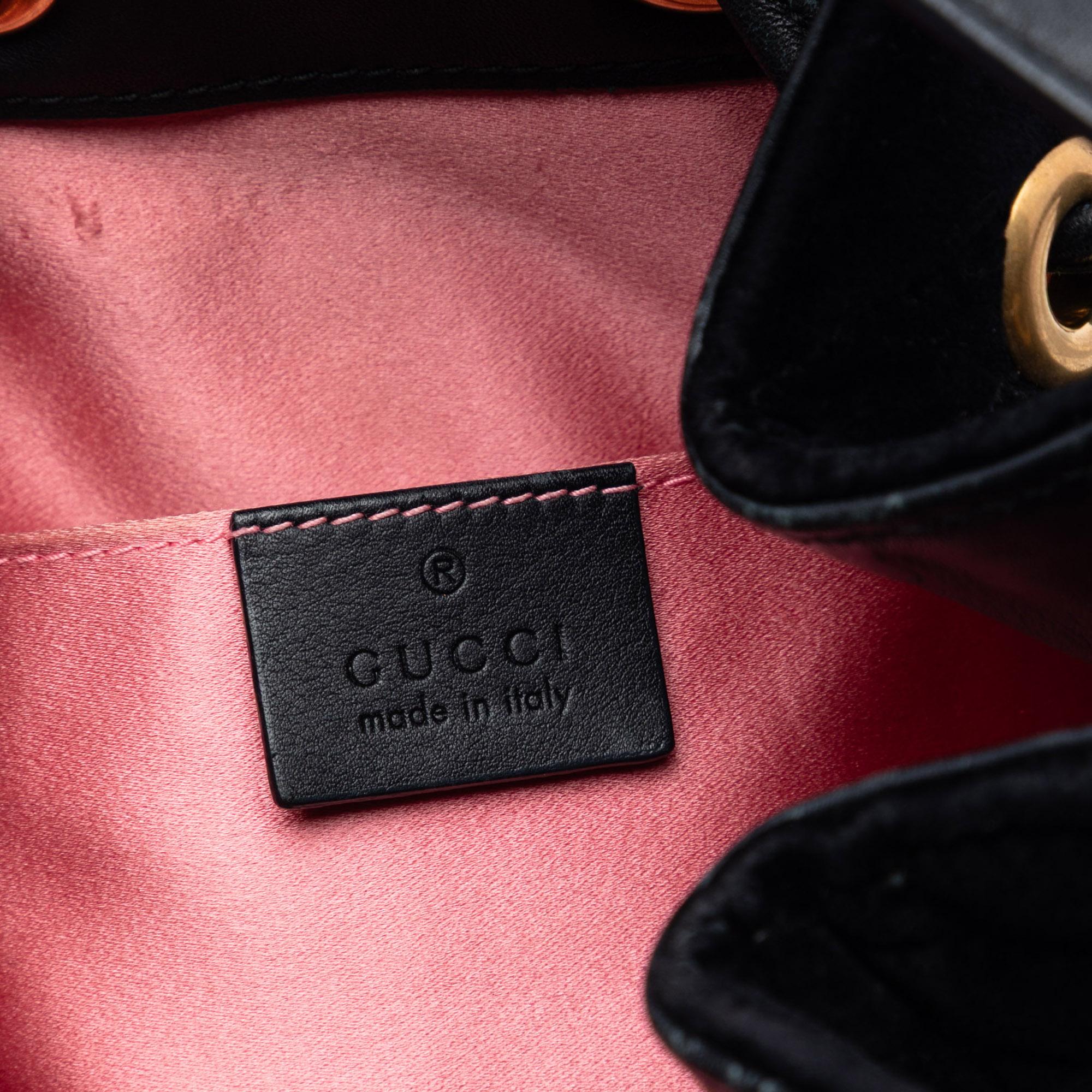 Gucci GG Marmont 2.0 Matelasse Velvet Bucket Bag