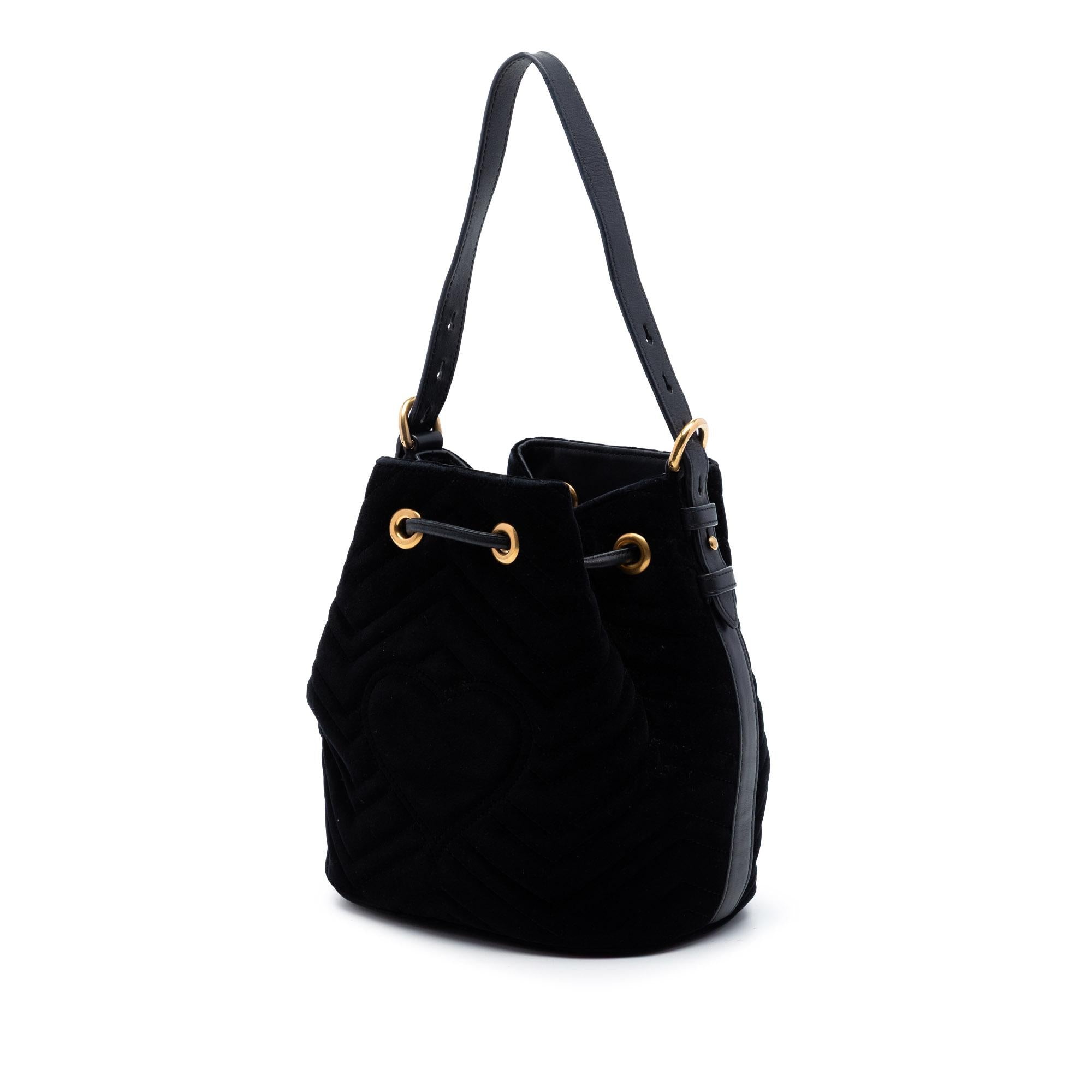 Gucci GG Marmont 2.0 Matelasse Velvet Bucket Bag