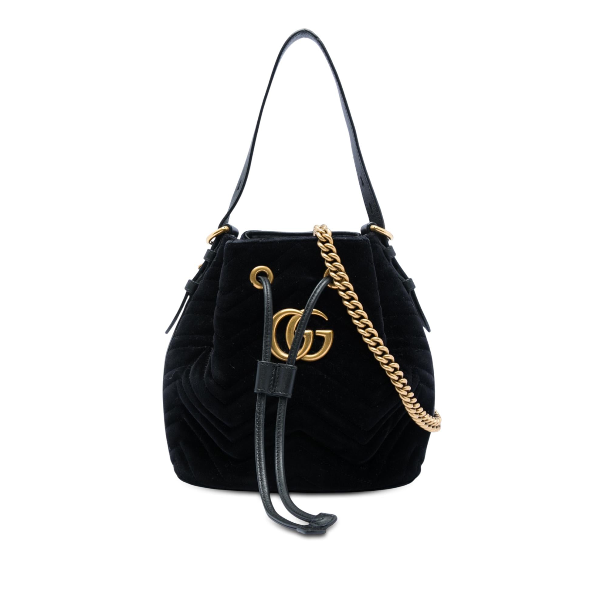 Gucci GG Marmont 2.0 Matelasse Velvet Bucket Bag