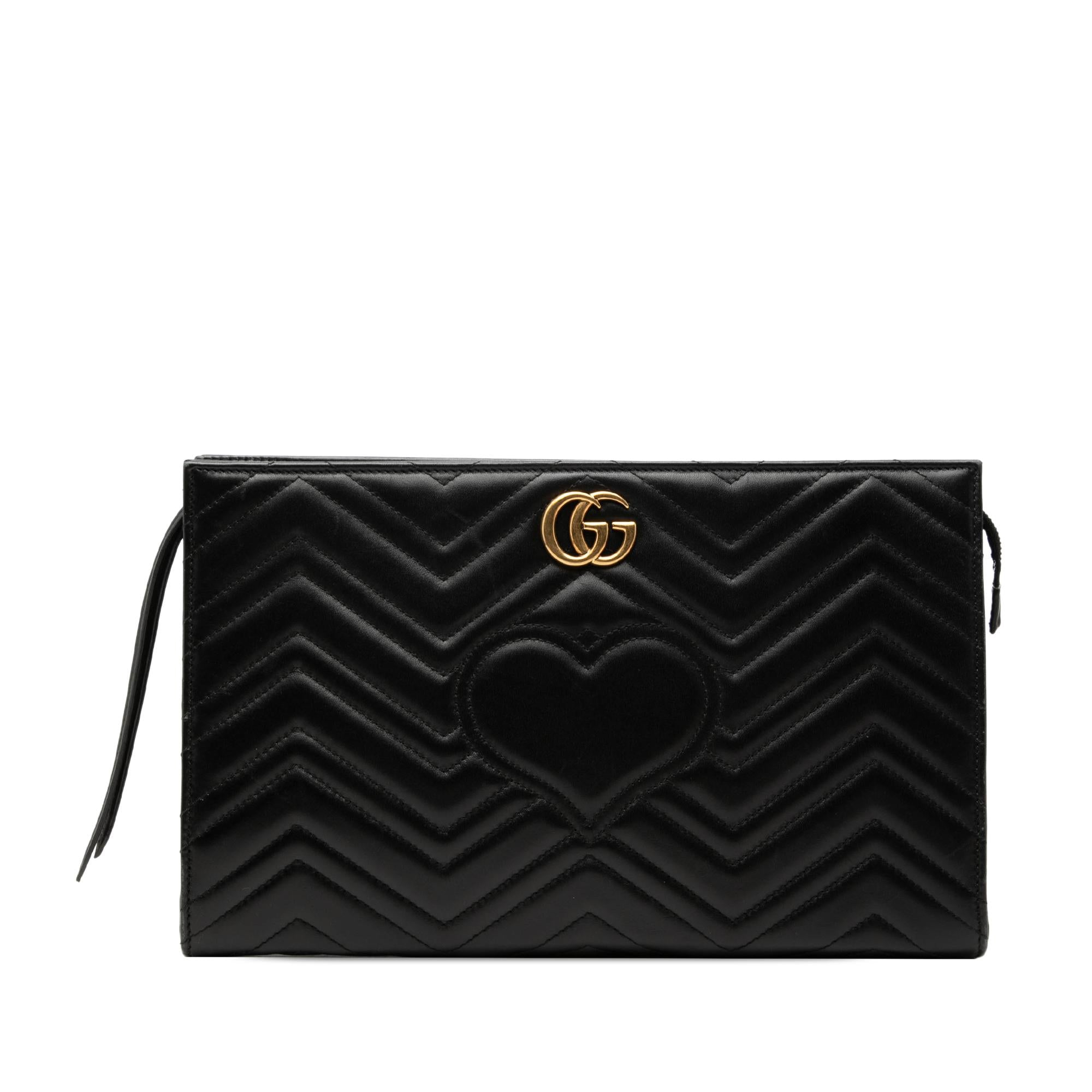 Gucci GG Marmont Heart Matelasse Calfskin Clutch