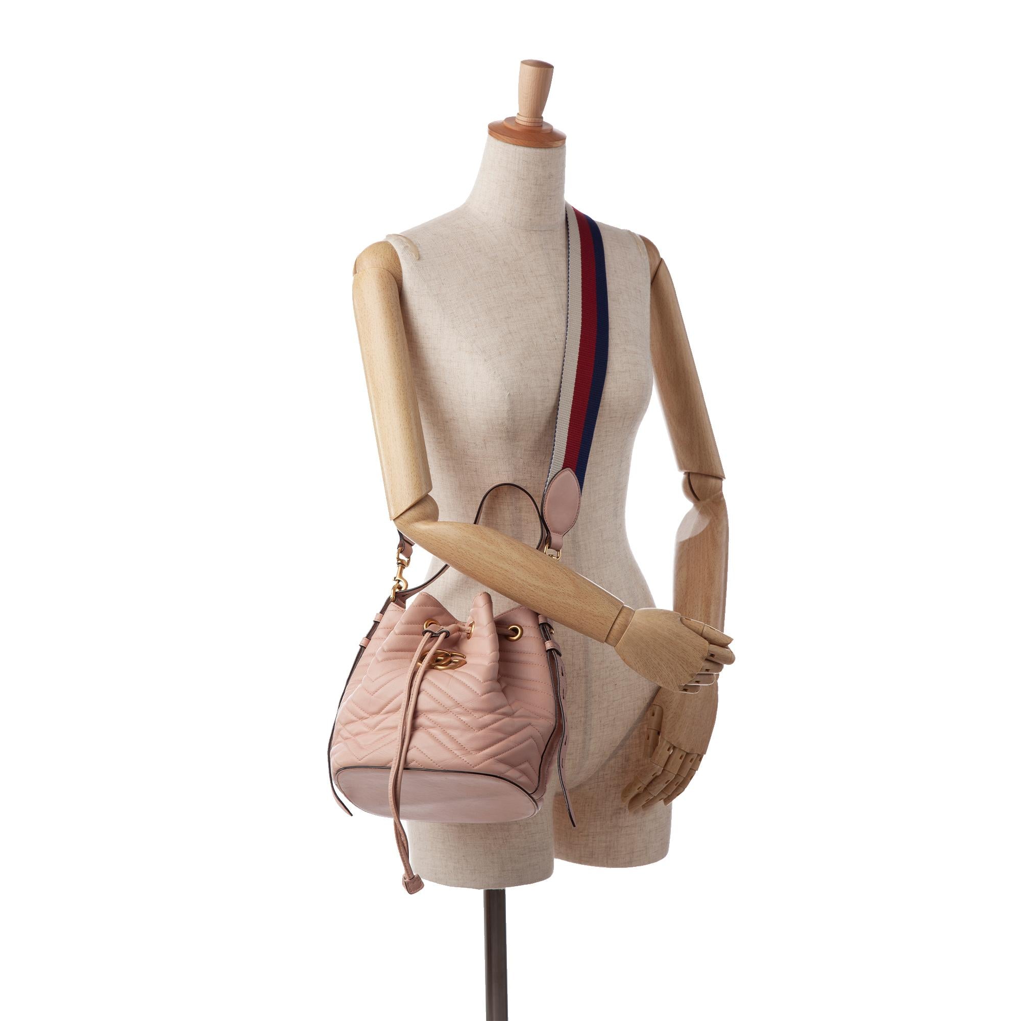Gucci GG Marmont Web Bucket Bag (SHG-QWqd0K)