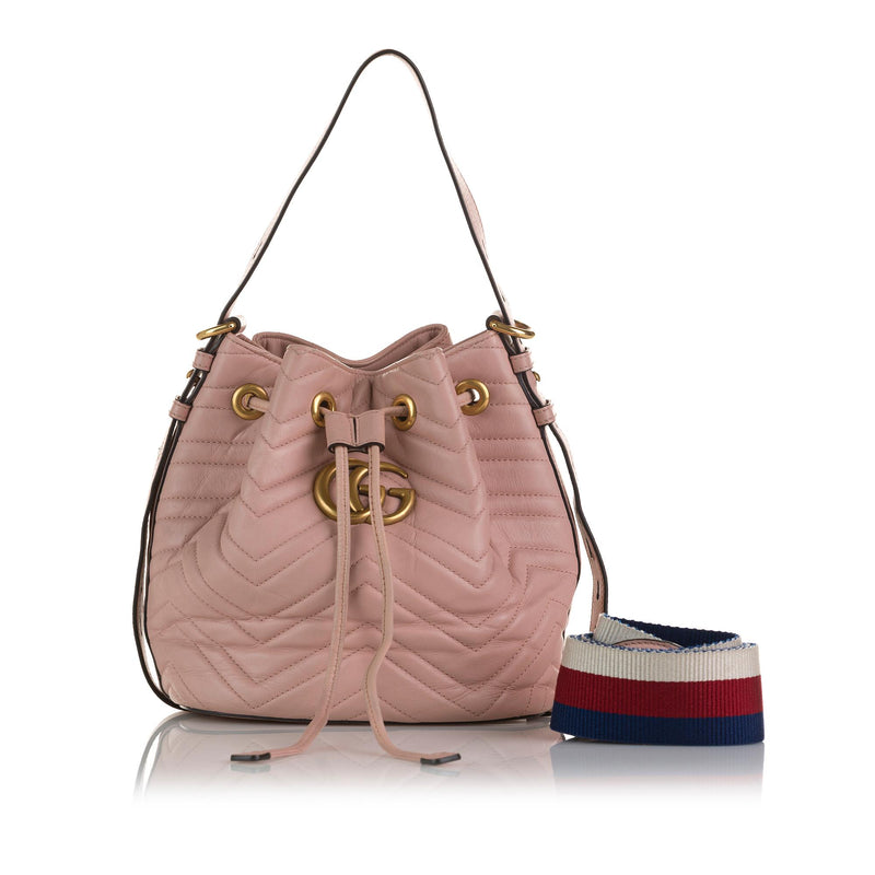 Gucci GG Marmont Web Bucket Bag (SHG-QWqd0K)