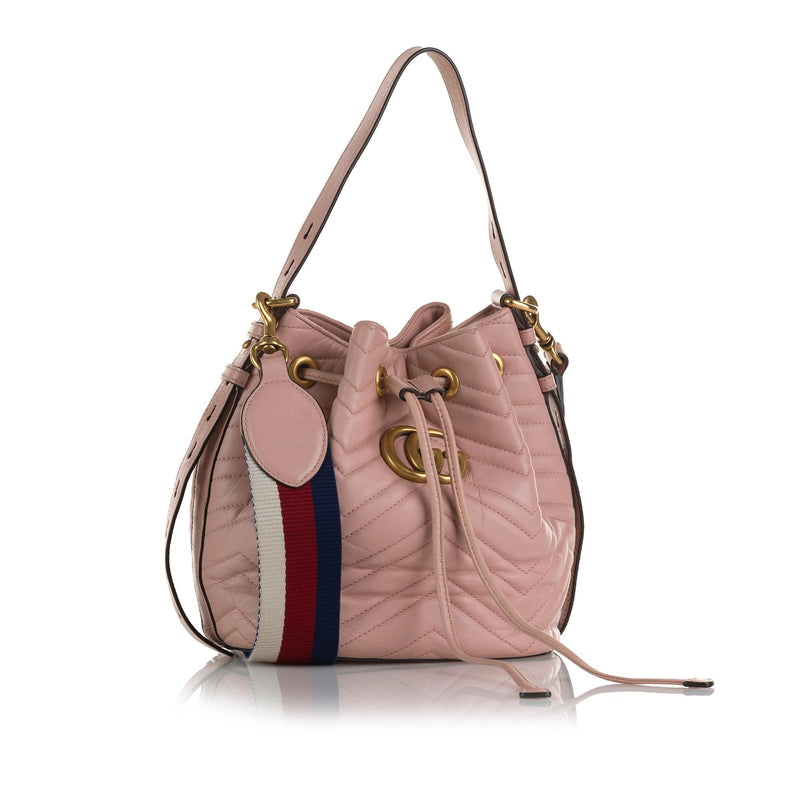 Gucci GG Marmont Web Bucket Bag (SHG-QWqd0K)