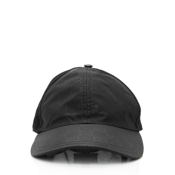 Authentic GUCCI Nylon Monogram Baseball Hat size M in Black. GUCCI BLACK GG PRINT NYLON MESH BASEBALL MONOGRAM CAP HAT 57  main image 4