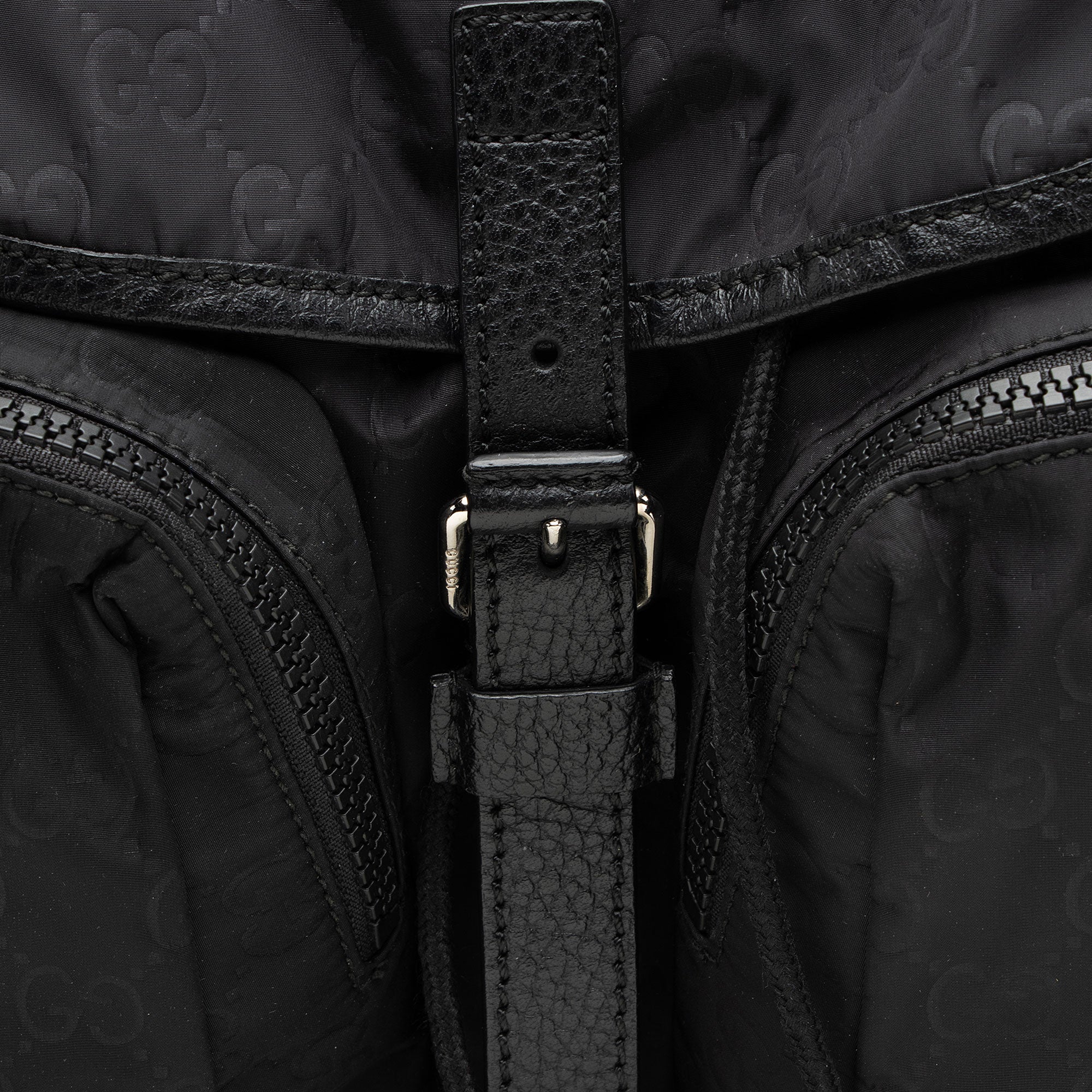 Gucci GG Nylon Buckle Double Pocket Backpack