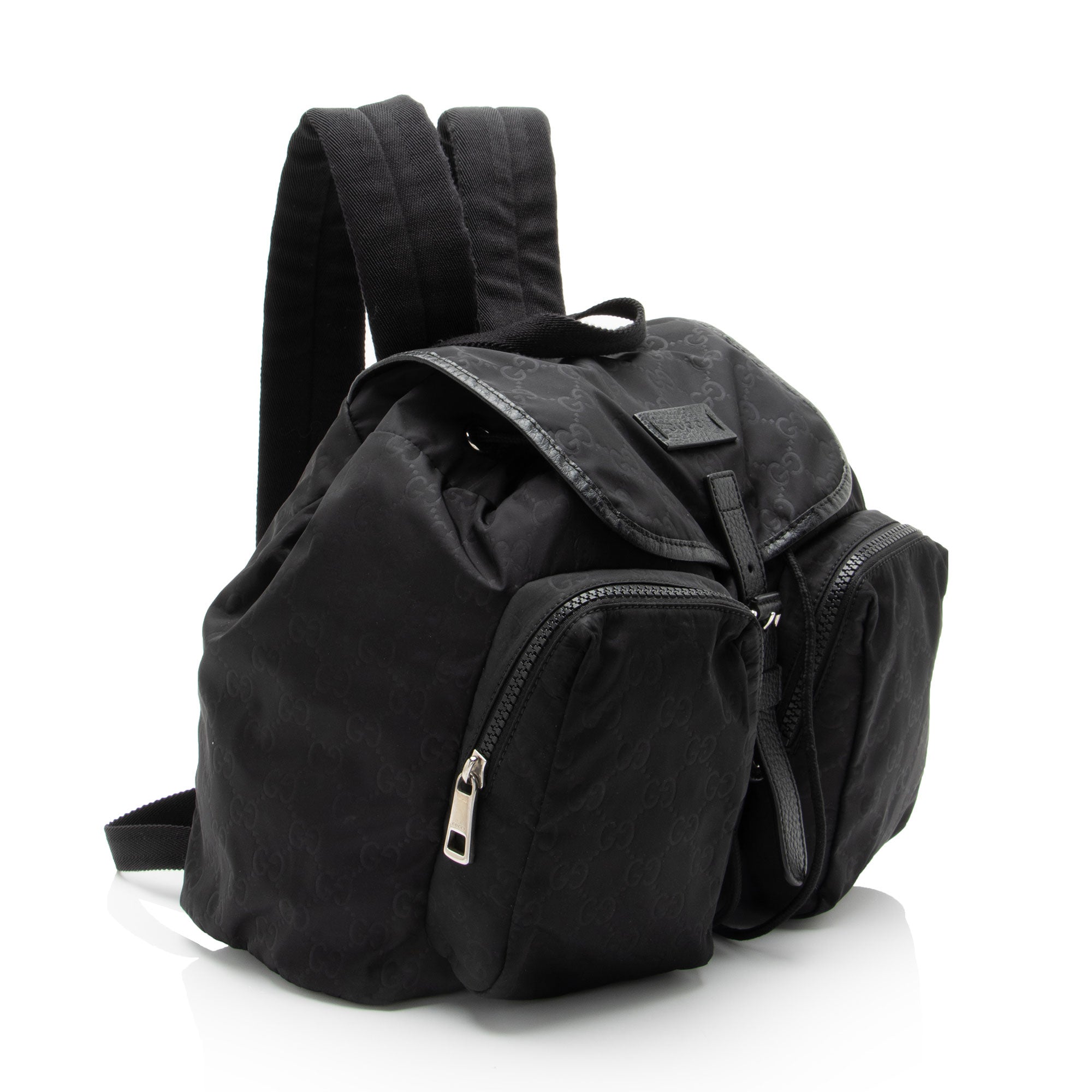 Gucci GG Nylon Buckle Double Pocket Backpack