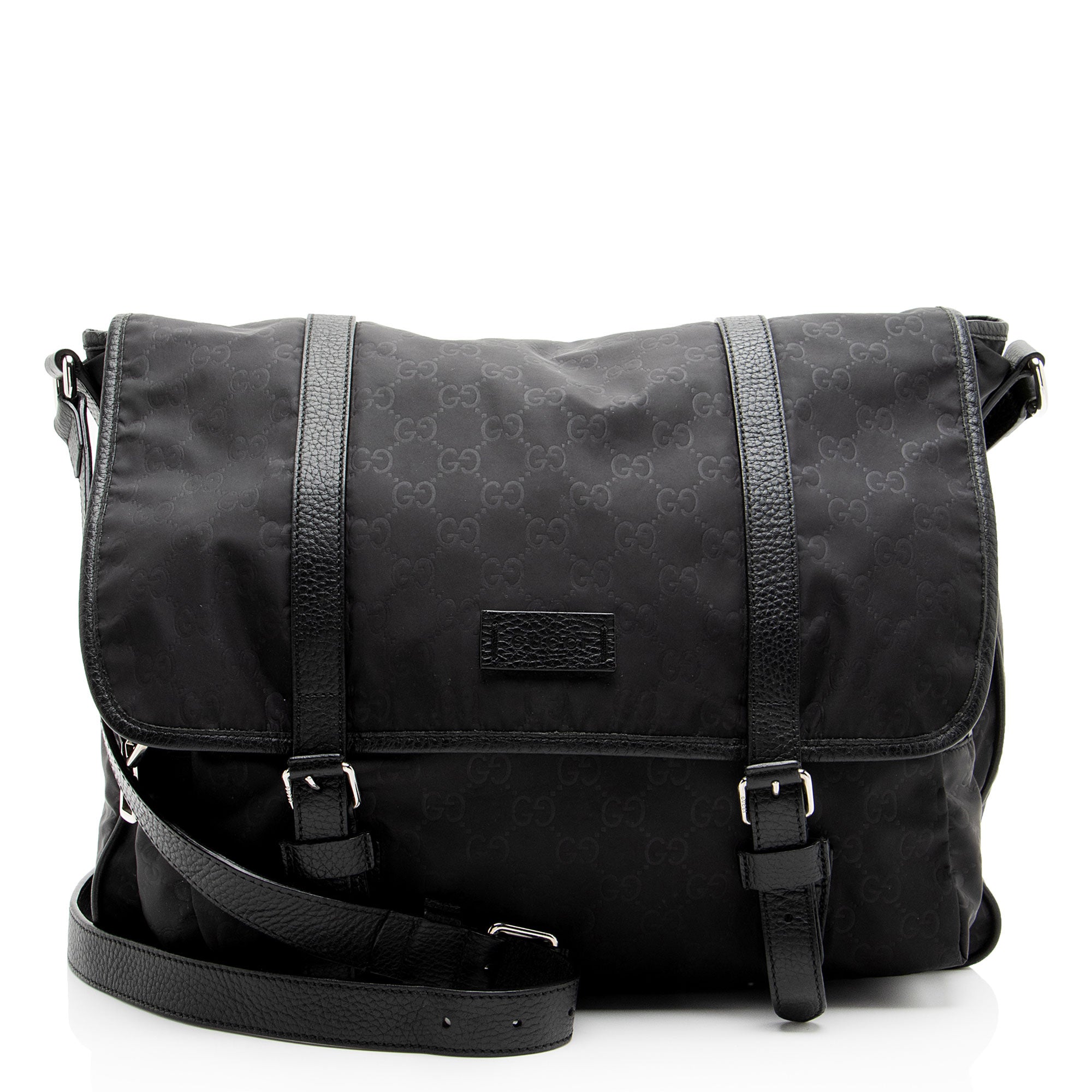 Gucci GG Nylon Double Buckle Messenger