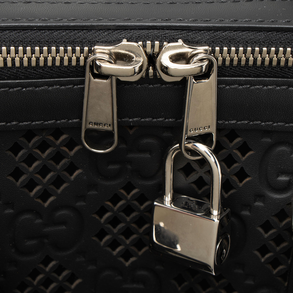 Gucci Perforated GG Embossed Leather Medium Duffle