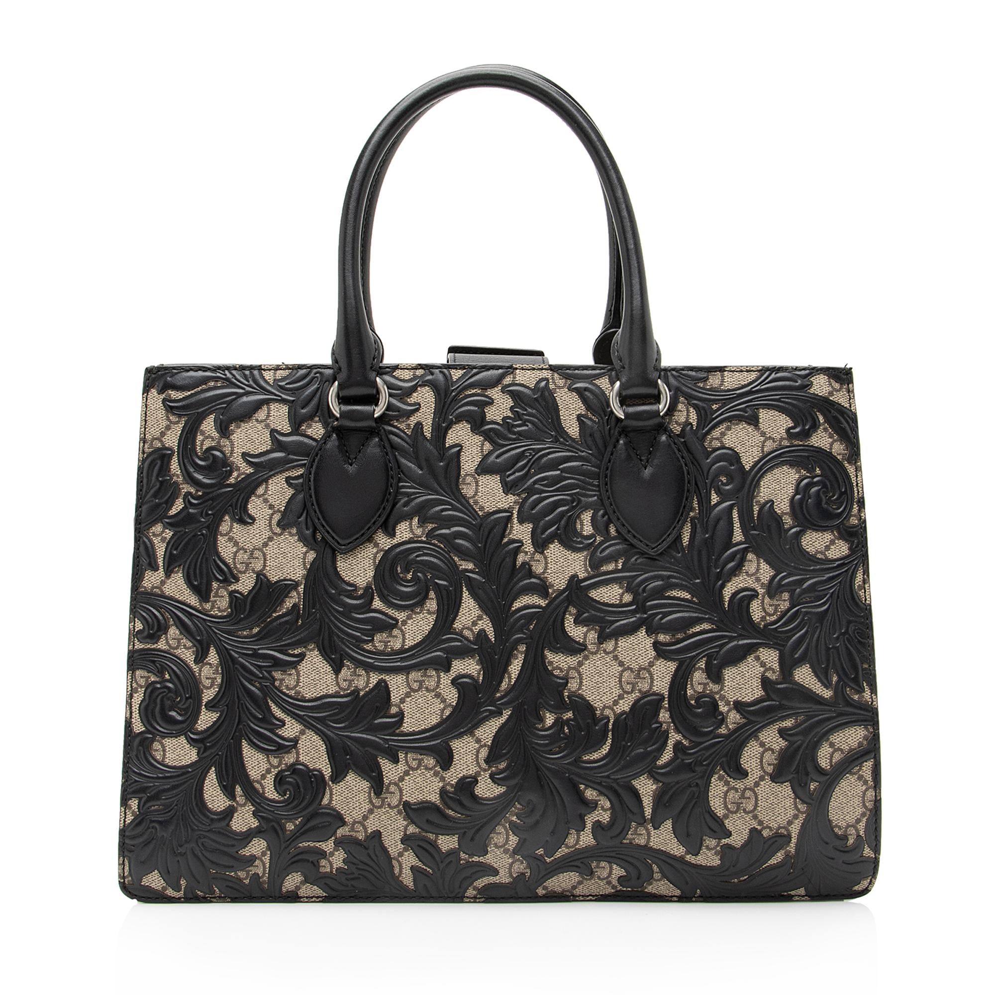 Gucci GG Supreme Arabesque Top Handle Convertible Small Tote (SHF-23364)