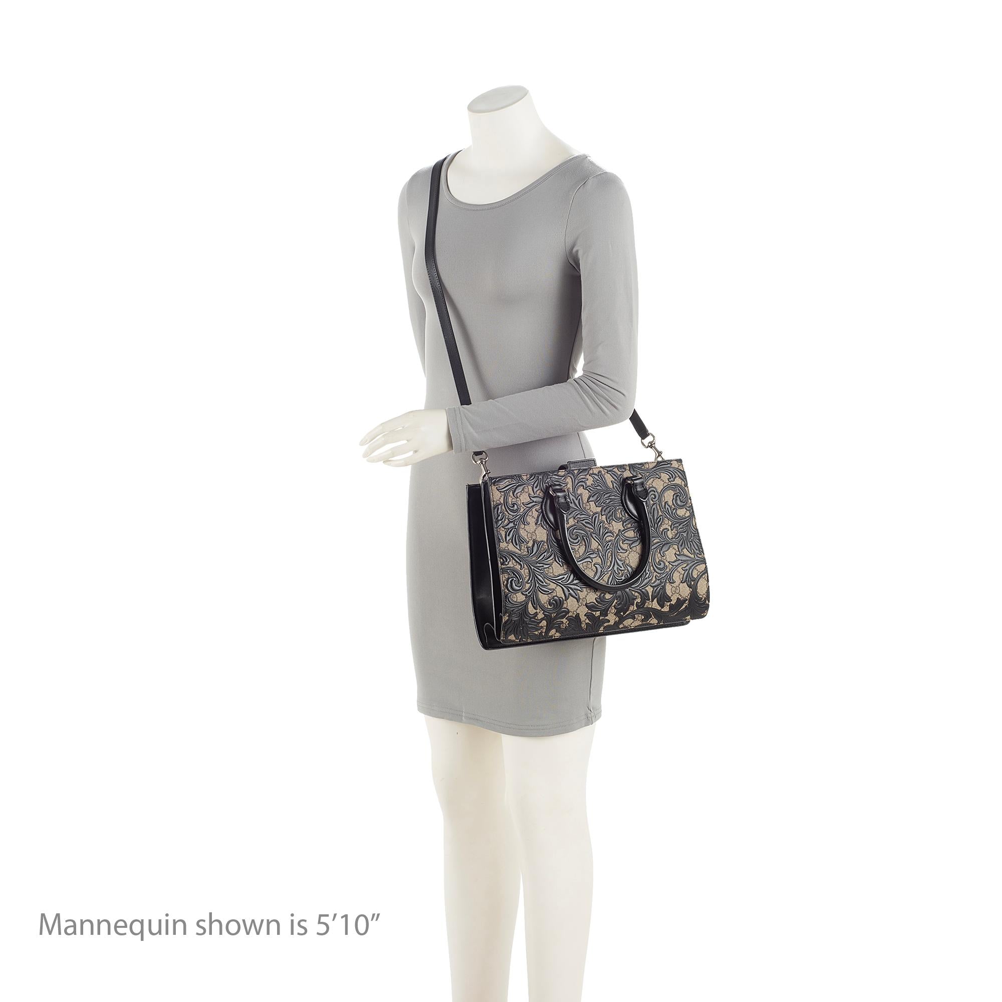 Gucci GG Supreme Arabesque Top Handle Convertible Small Tote (SHF-23364)