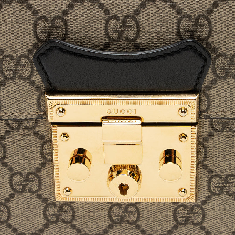 Gucci GG Supreme Bamboo Padlock Top Handle Shoulder Bag (SHF-hs3Epm)