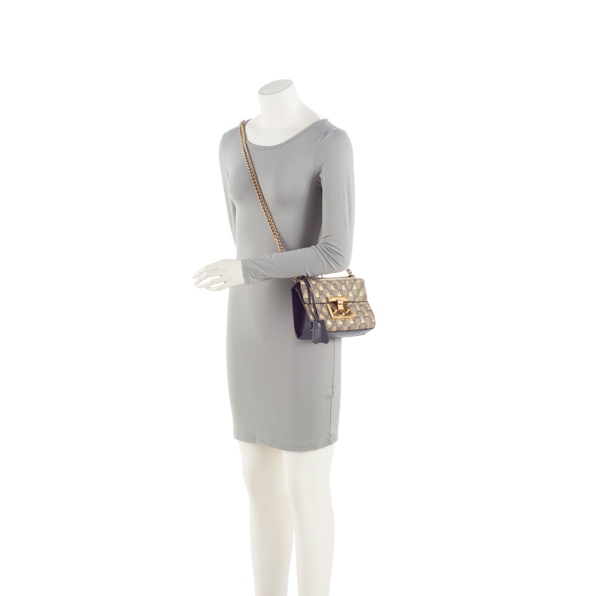 Gucci GG Supreme Bee Padlock Small Shoulder Bag (SHF-3QPOYF)