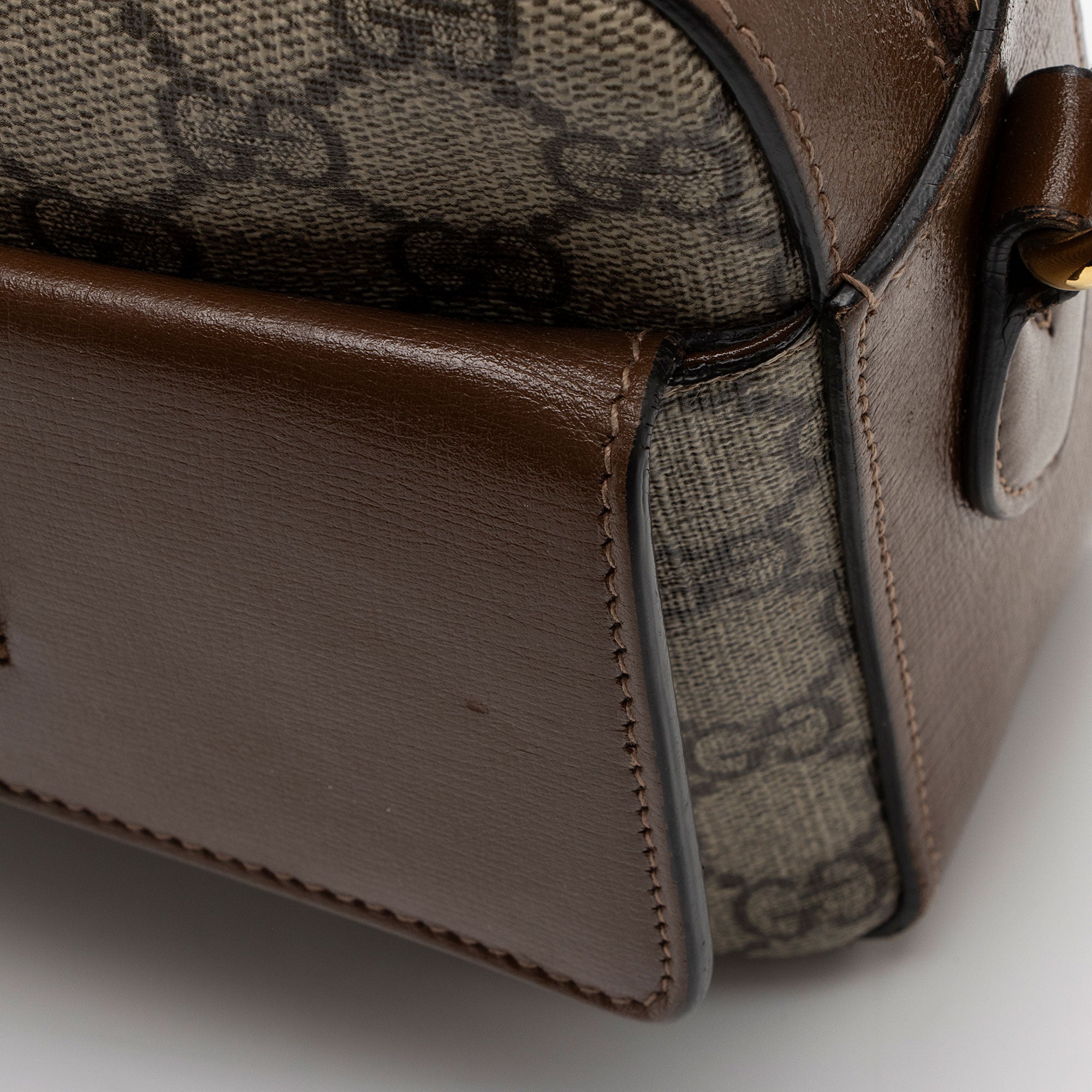 Gucci GG Supreme Calfskin Horsebit 1955 Small Shoulder Bag (SHF-EumYCS)