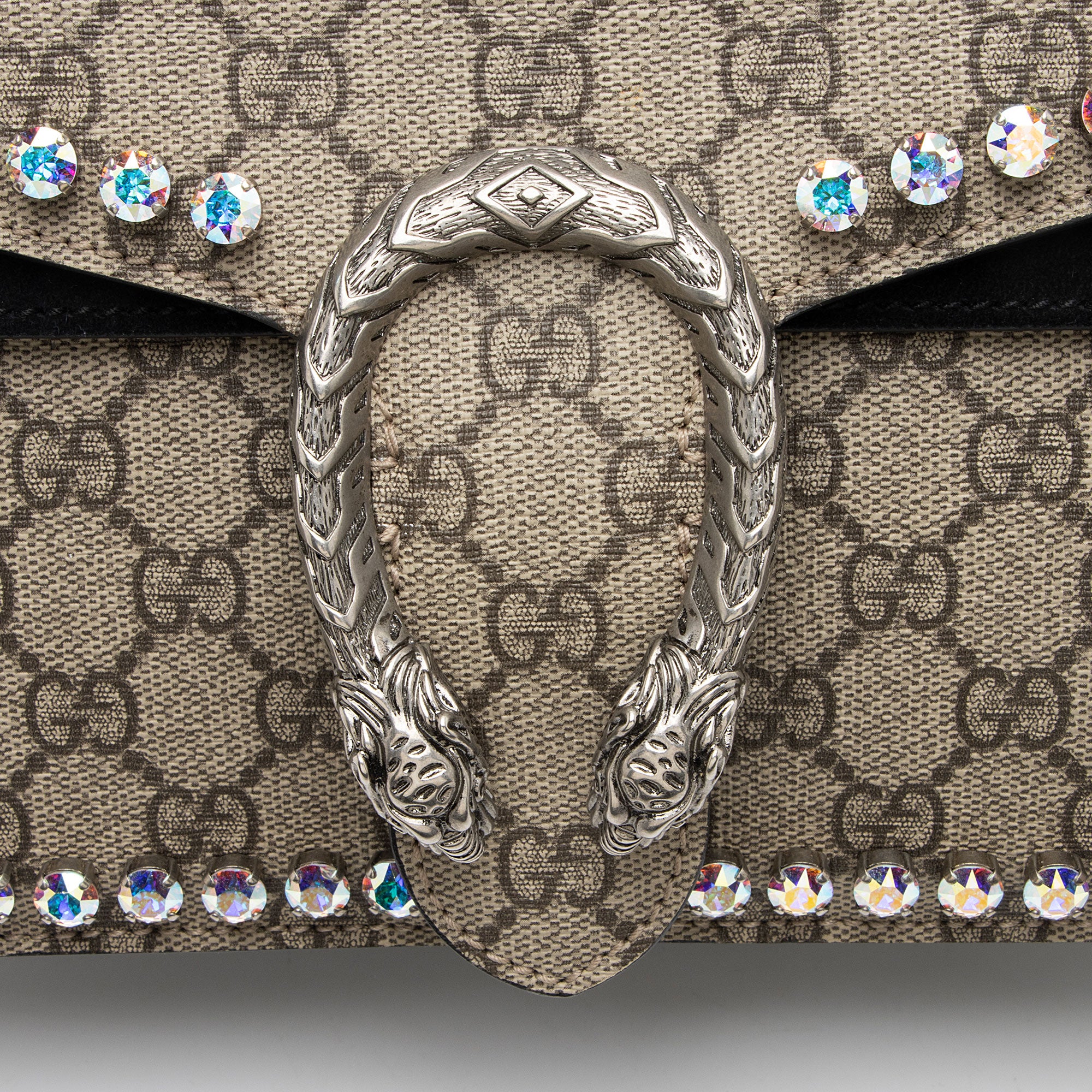 Gucci GG Supreme Crystal Studded Dionysus Medium Shoulder Bag