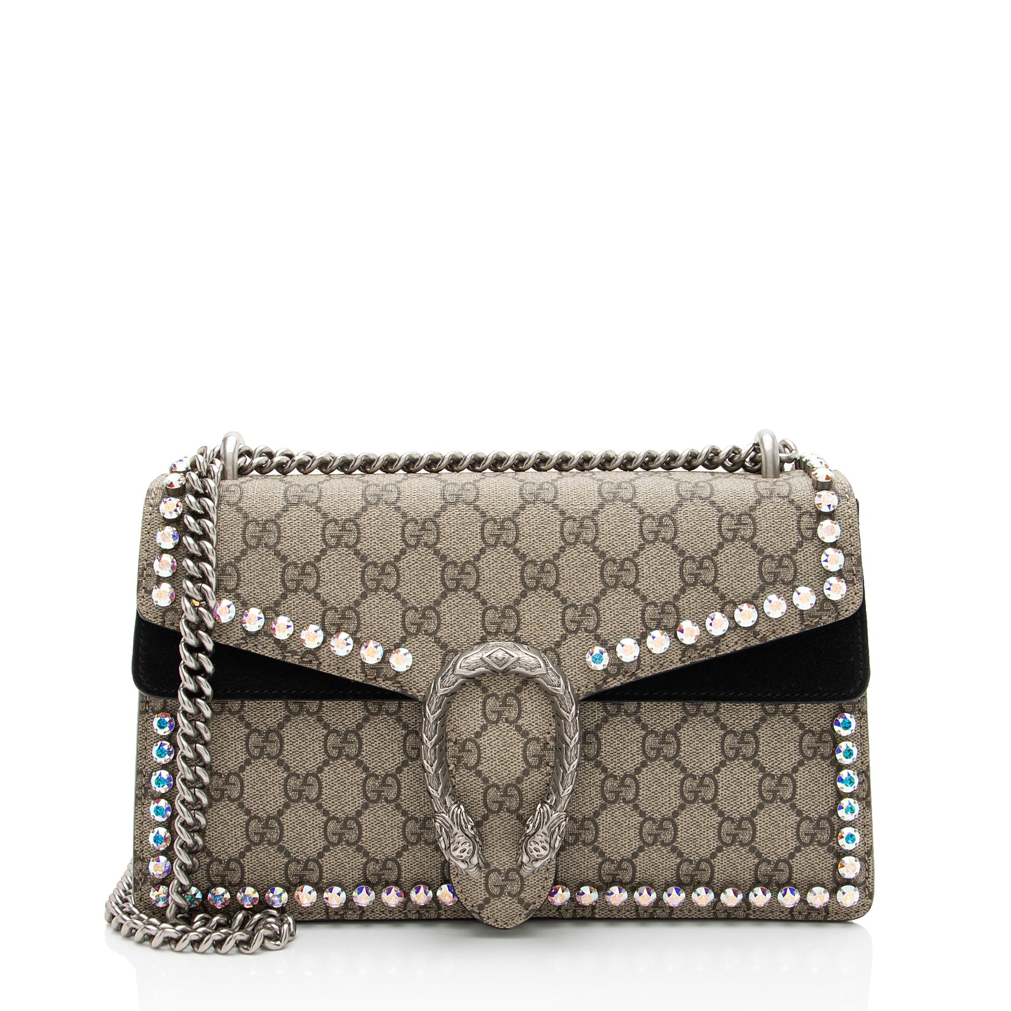 Gucci GG Supreme Crystal Studded Dionysus Medium Shoulder Bag