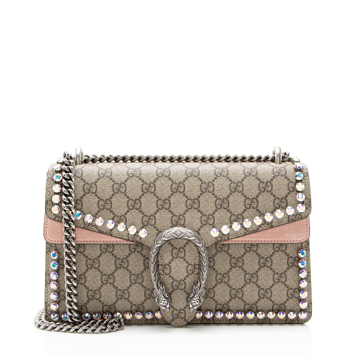 Gucci GG Supreme Crystal Studded Dionysus Medium Shoulder Bag