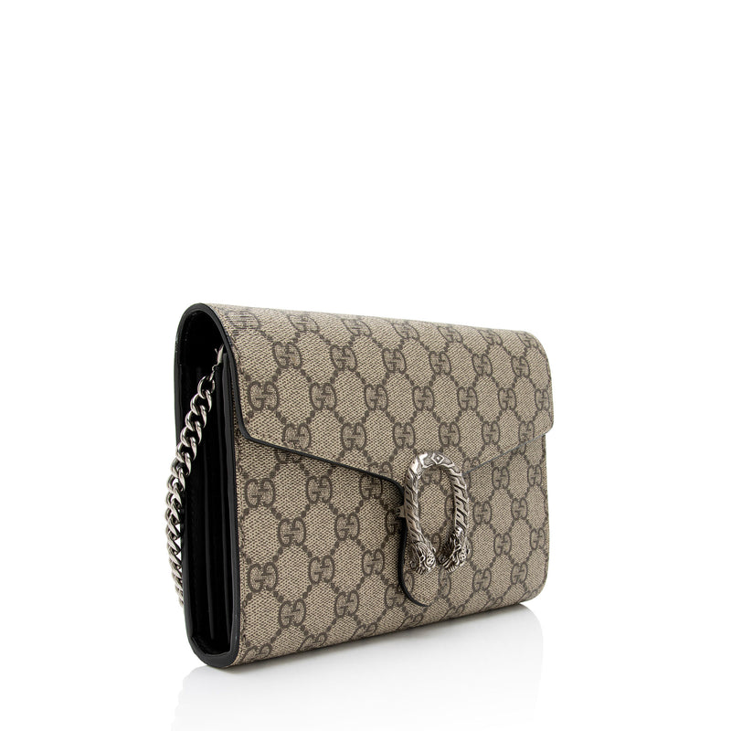 Dionysus mini chain wallet in beige and white GG Supreme