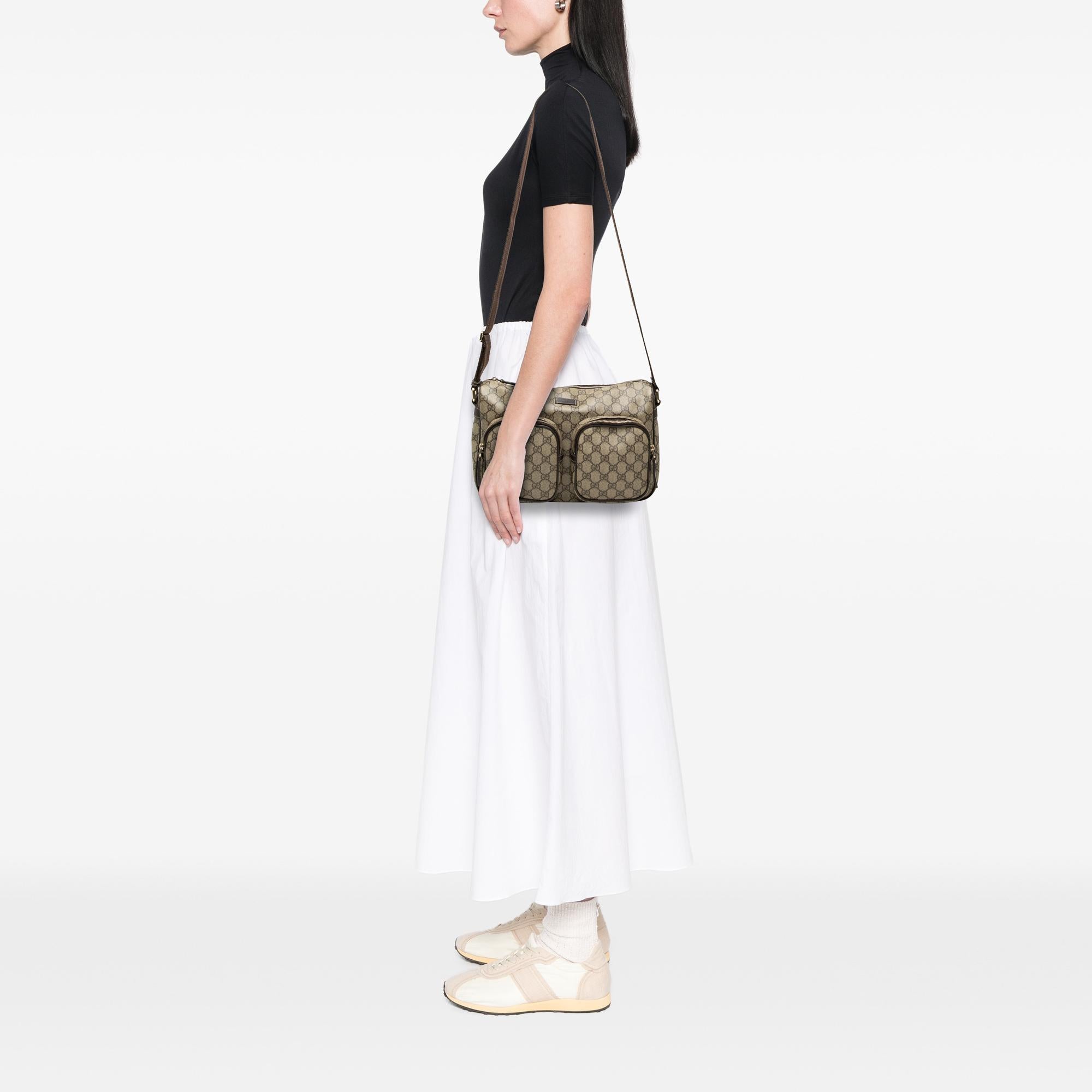 Gucci GG Supreme Double Pocket Crossbody