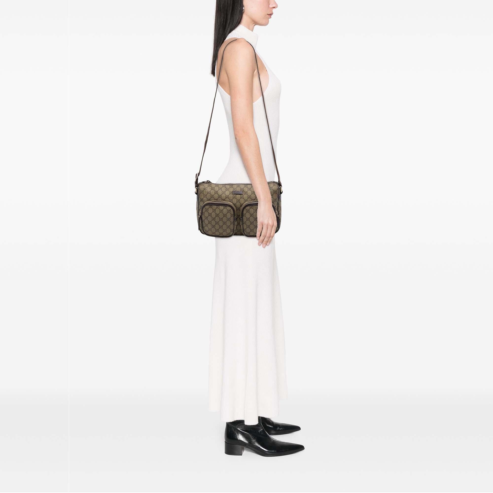 Gucci GG Supreme Double Pocket Crossbody