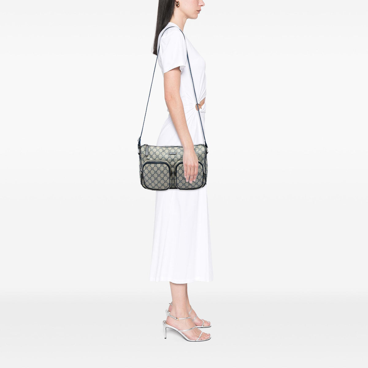 Gucci GG Supreme Double Pocket Crossbody
