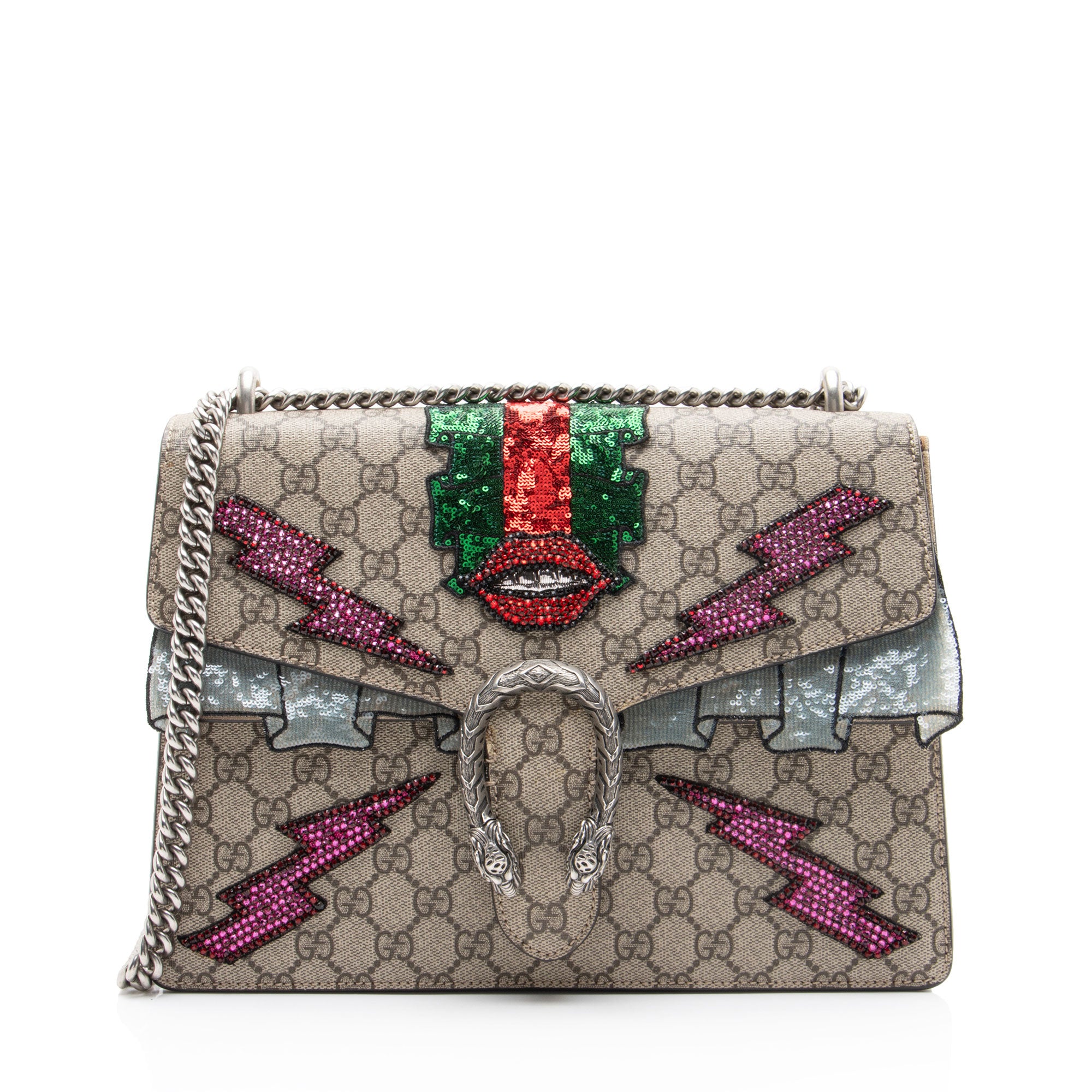 Gucci GG Supreme Embellished Dionysus Large Shoulder Bag