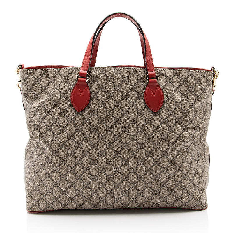 Gucci GG Supreme Embroidered Kingsnake Heart Soft Courrier Tote (SHF-XkibN3)