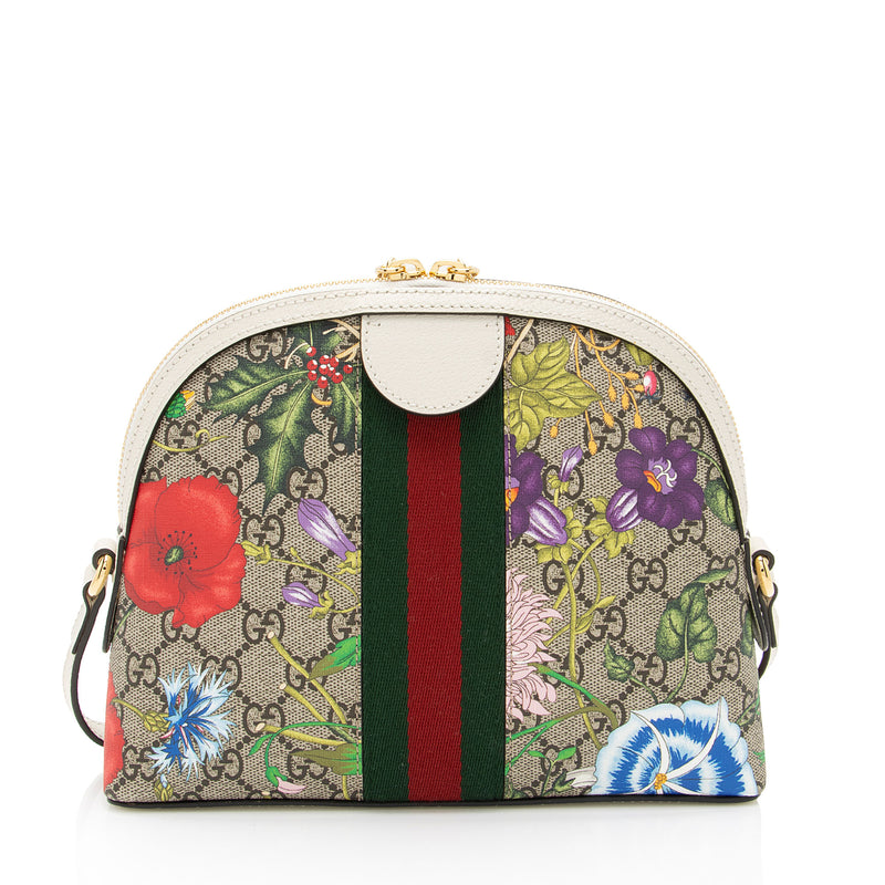 Gucci GG Supreme Flora Ophidia Dome Small Shoulder Bag (SHF-IgI7i4)