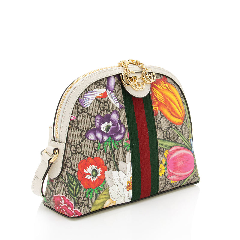 Gucci GG Supreme Flora Ophidia Dome Small Shoulder Bag (SHF-IgI7i4)