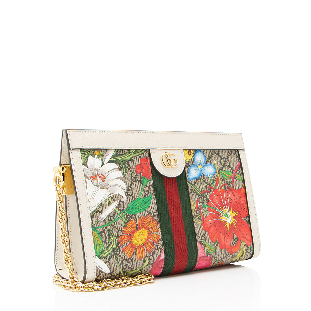 Gucci GG Supreme Flora Ophidia Medium Chain Shoulder Bag display picture 3