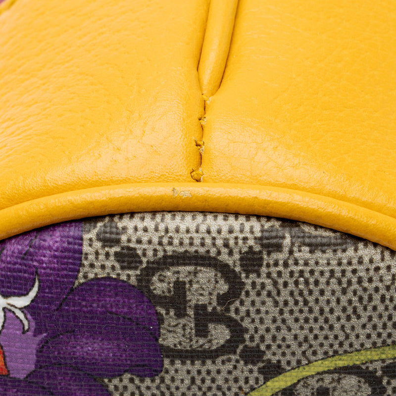 Ophidia gg flora pattern small bucket bag in yellow clearance